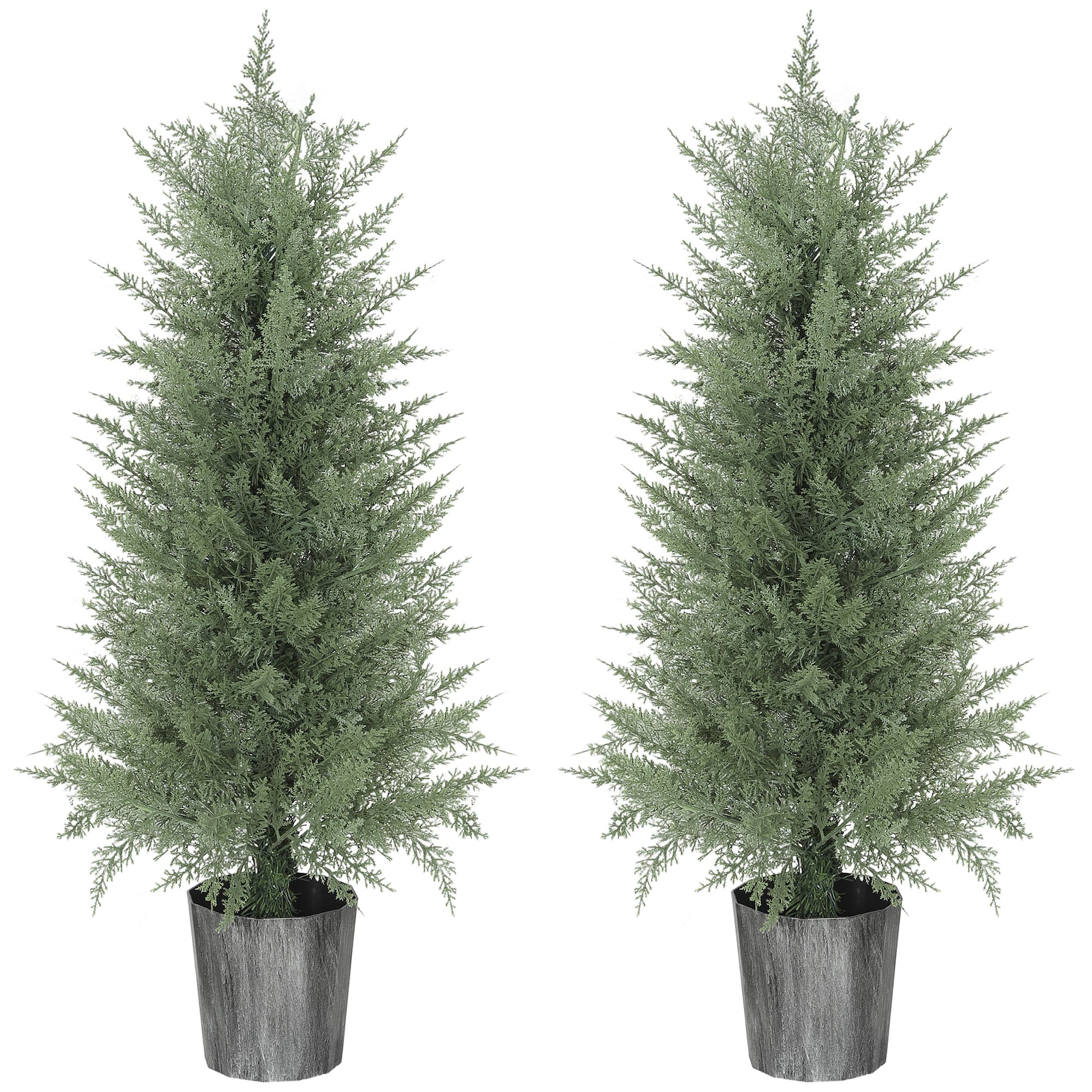 HOMCOM Lot de 2 grands cyprès artificiels 90 cm Plante artificielle en plastique en pot 15 x 15 x 90 cm Vert