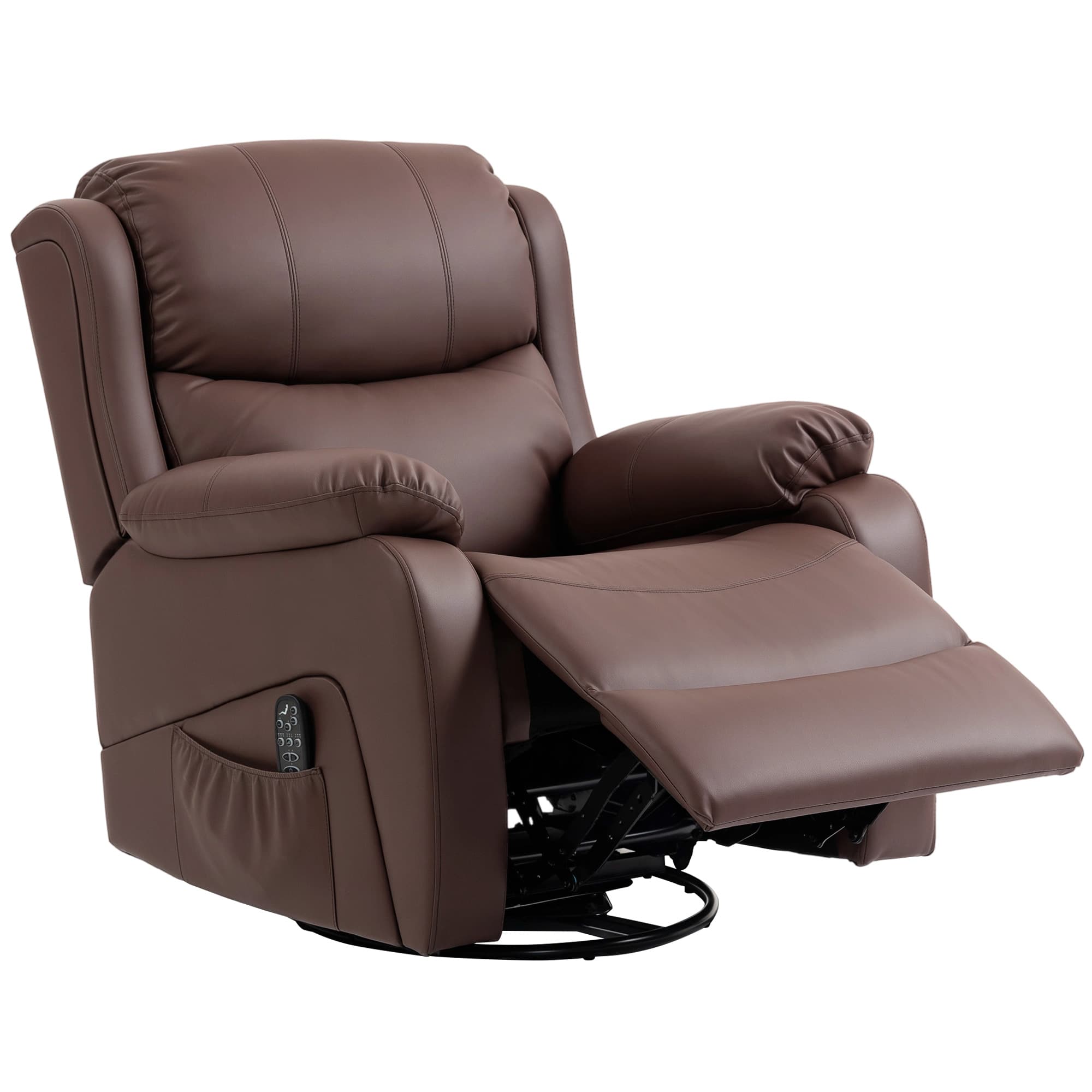 HOMCOM Fauteuil Relax Inclinable avec 8 Points Massants, Chauffants et Repose-pieds, 87x97X100 cm, Marron