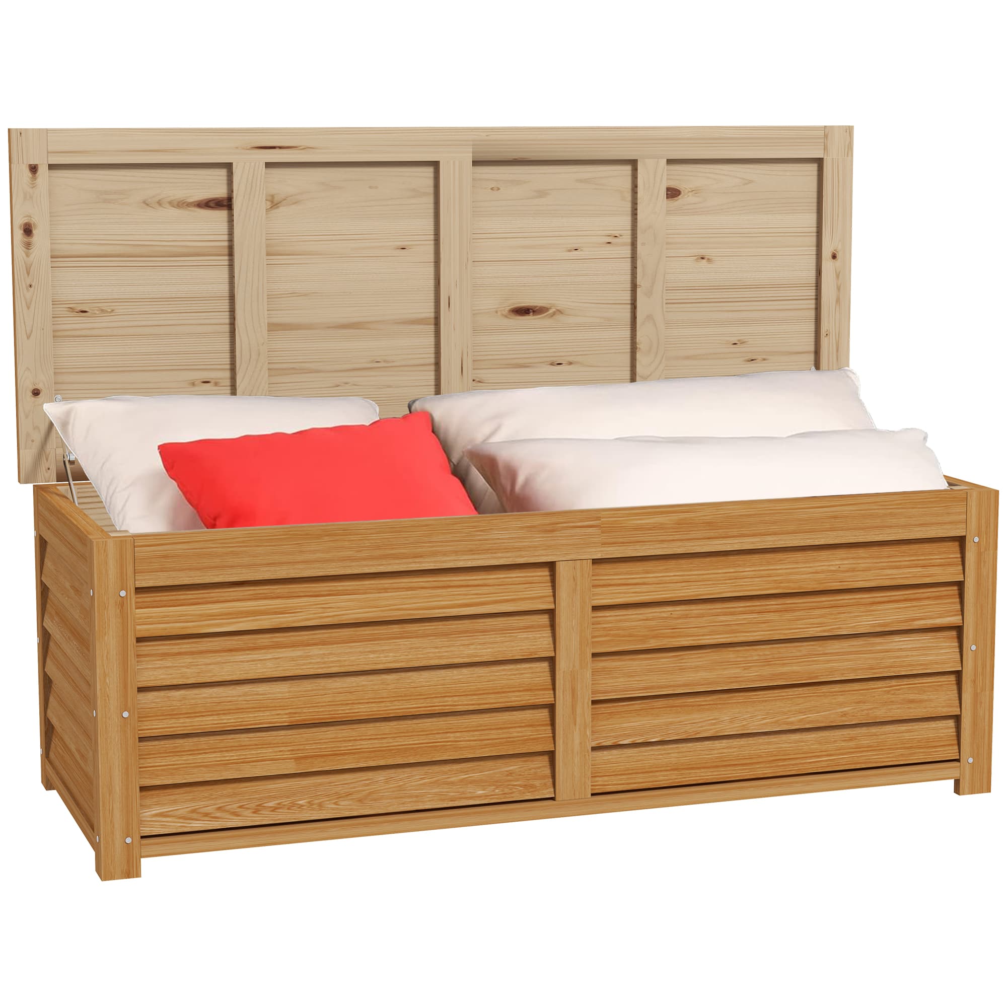 Outsunny Coffre de rangement extérieur jardin 176L en bois avec poignée, dim. 130L x 50l x 45H cm