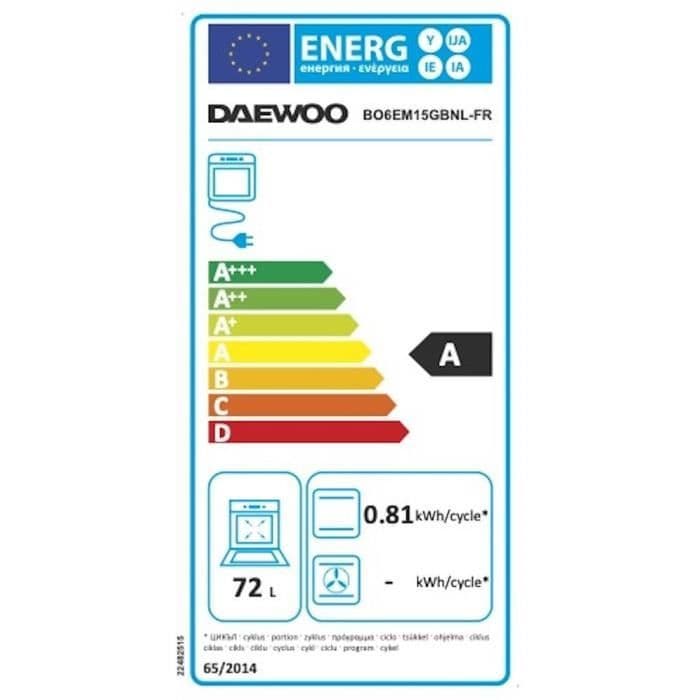 Four encastrable - Manuel - Convection naturelle - DAEWOO - BO6EM15GBNL - Noir - 59,5 x 57,5 x 59,5 cm