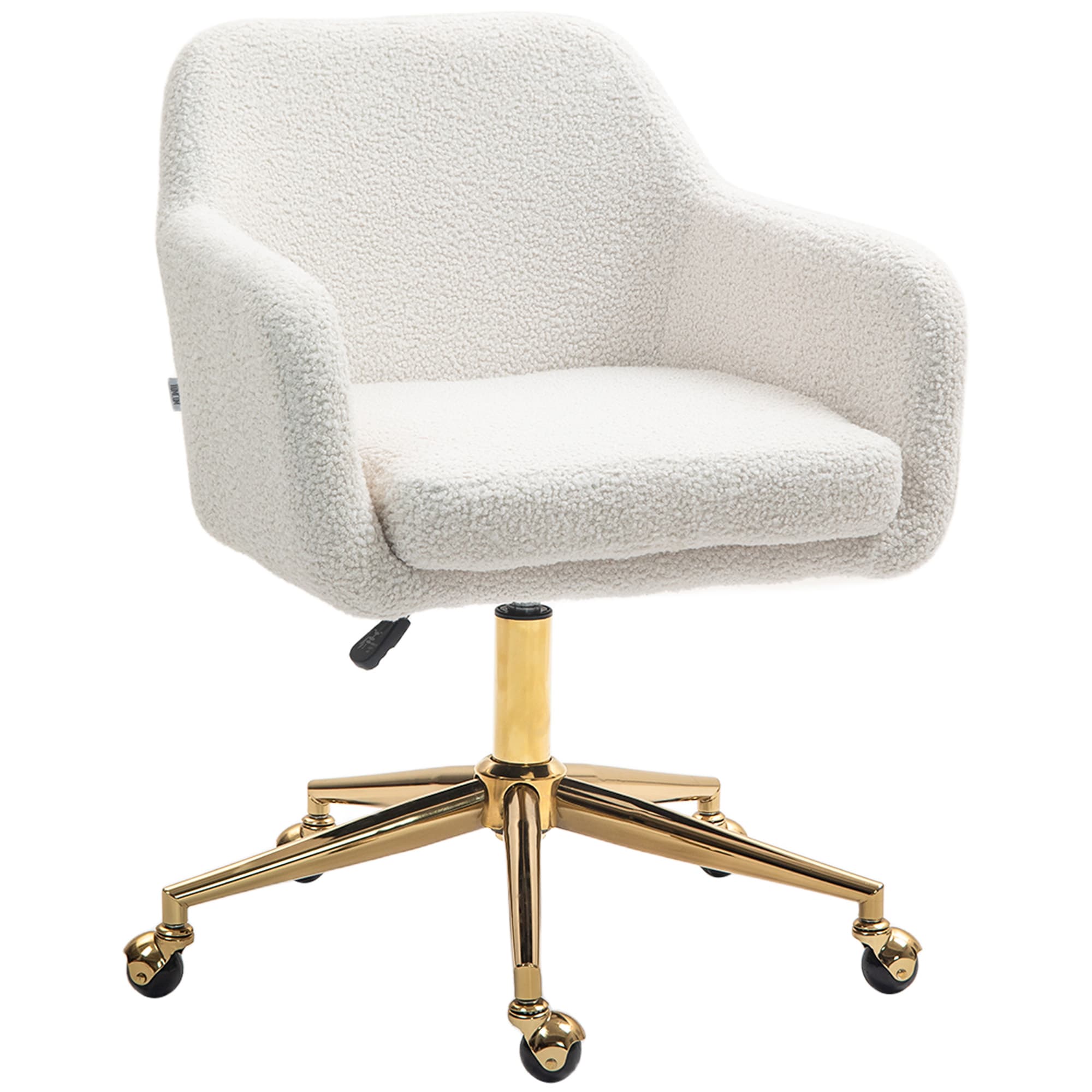 HOMCOM Chaise de bureau fauteuil de bureau avec roulettes hauteur réglable assise pivotante à 360° 60 x 61 x 79-88 cm crème