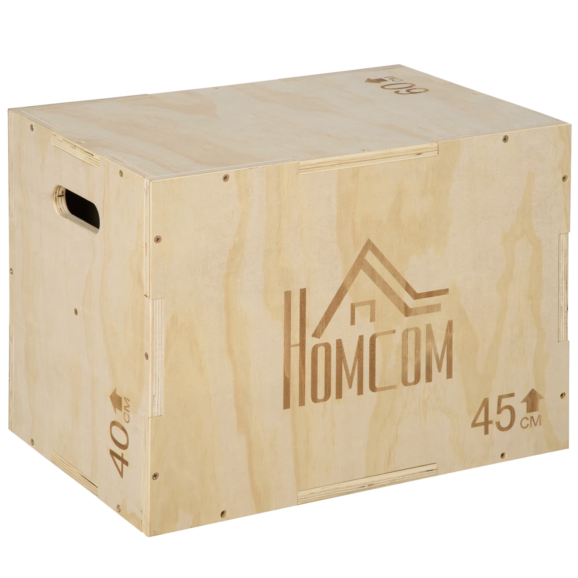HOMCOM Box jump pliométrie 3 en 1 appareil boîte à saut musculation fitness & entraînement croisé plyobox pour box training 40/45/60 cm en bois