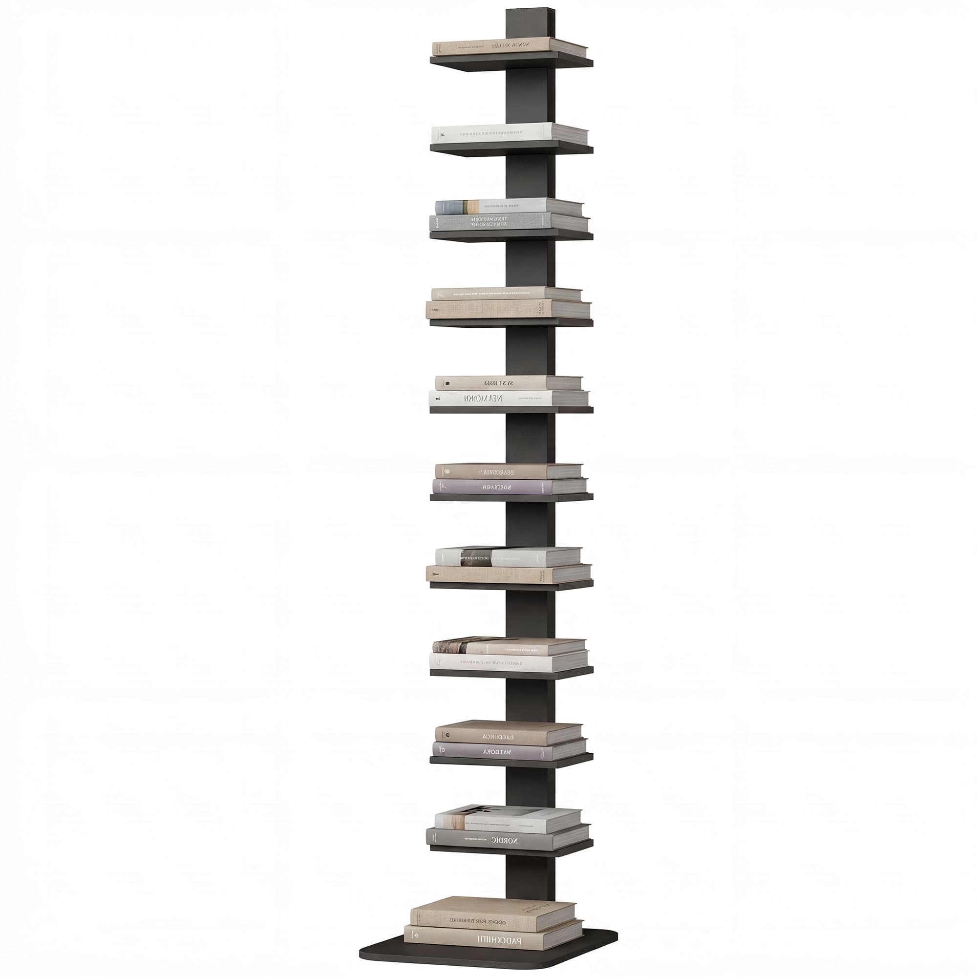 HOMCOM Bibliothèque verticale colonne haute à 11 étagères, étagère gain de place slim, étagère de rangement style industriel pour salon, chambre, bureau angle, 34.5x41.5x163.5 cm, Noir