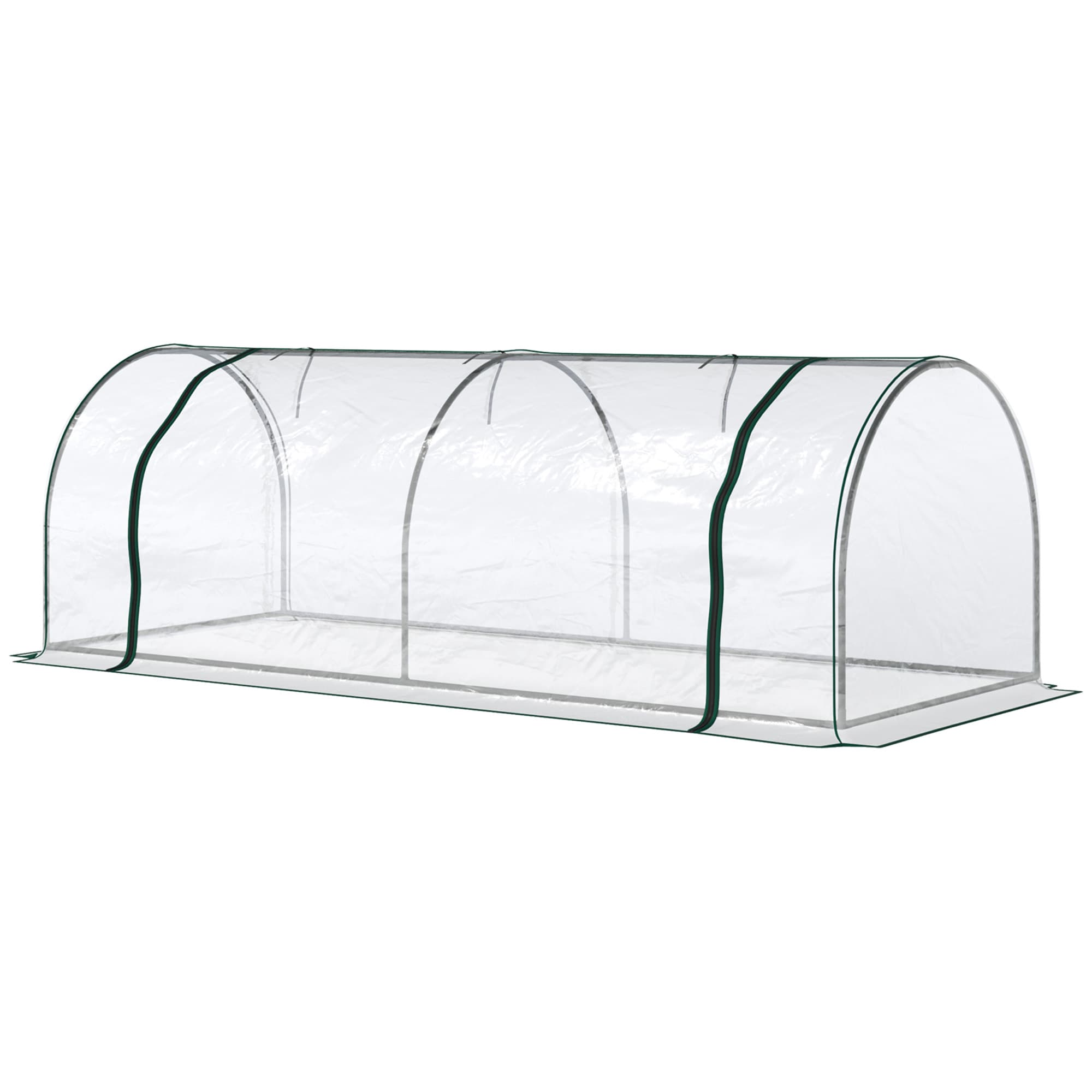 Outsunny Serre de Jardin Tunnel mini serre tunnel serre à tomates 2,5L x 1l x 0,8H m Grande Porte zippée bâche PVC Transparent métal époxy Vert