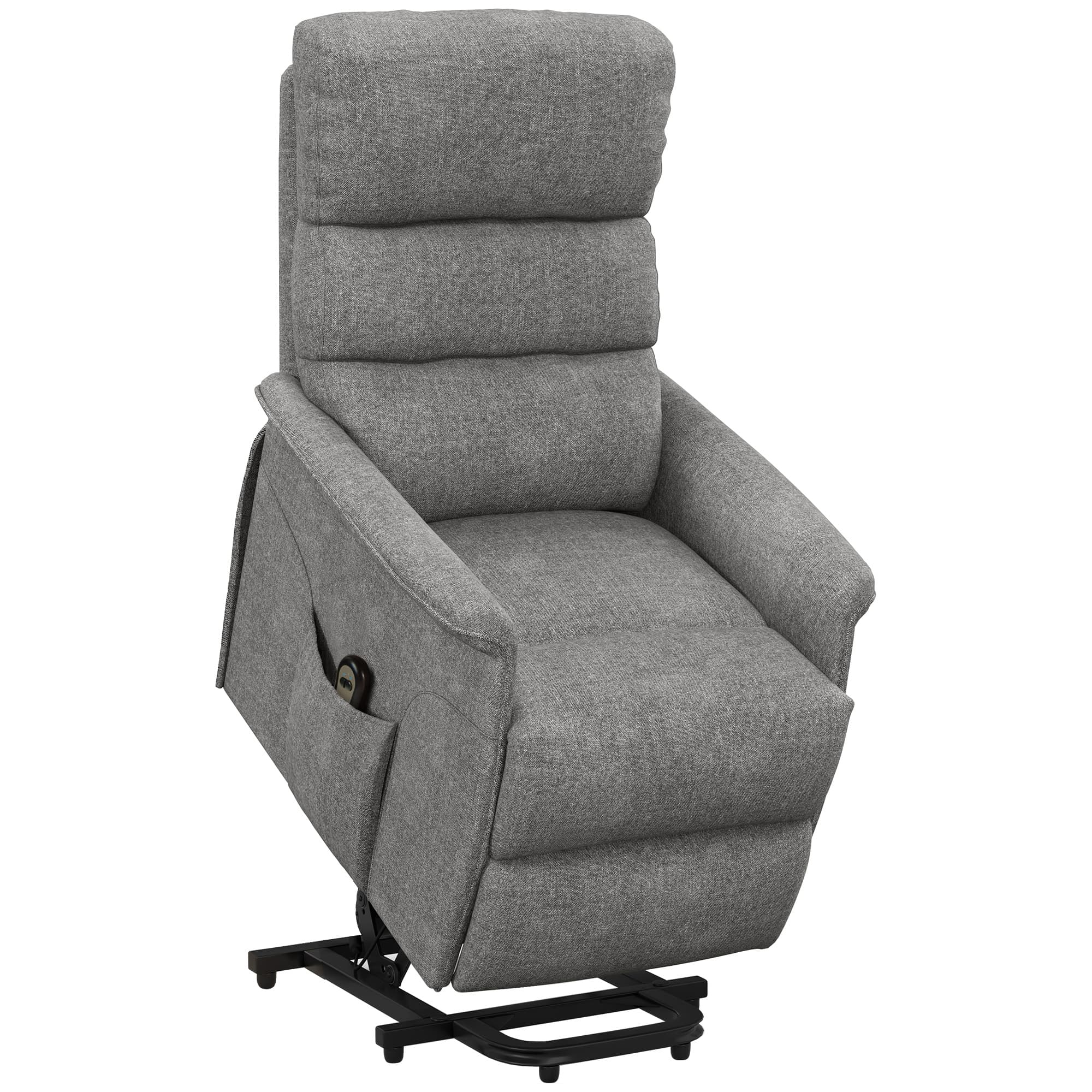 HOMCOM Fauteuil releveur électrique avec repose-pied dossier inclinable télécommande et pochette gris