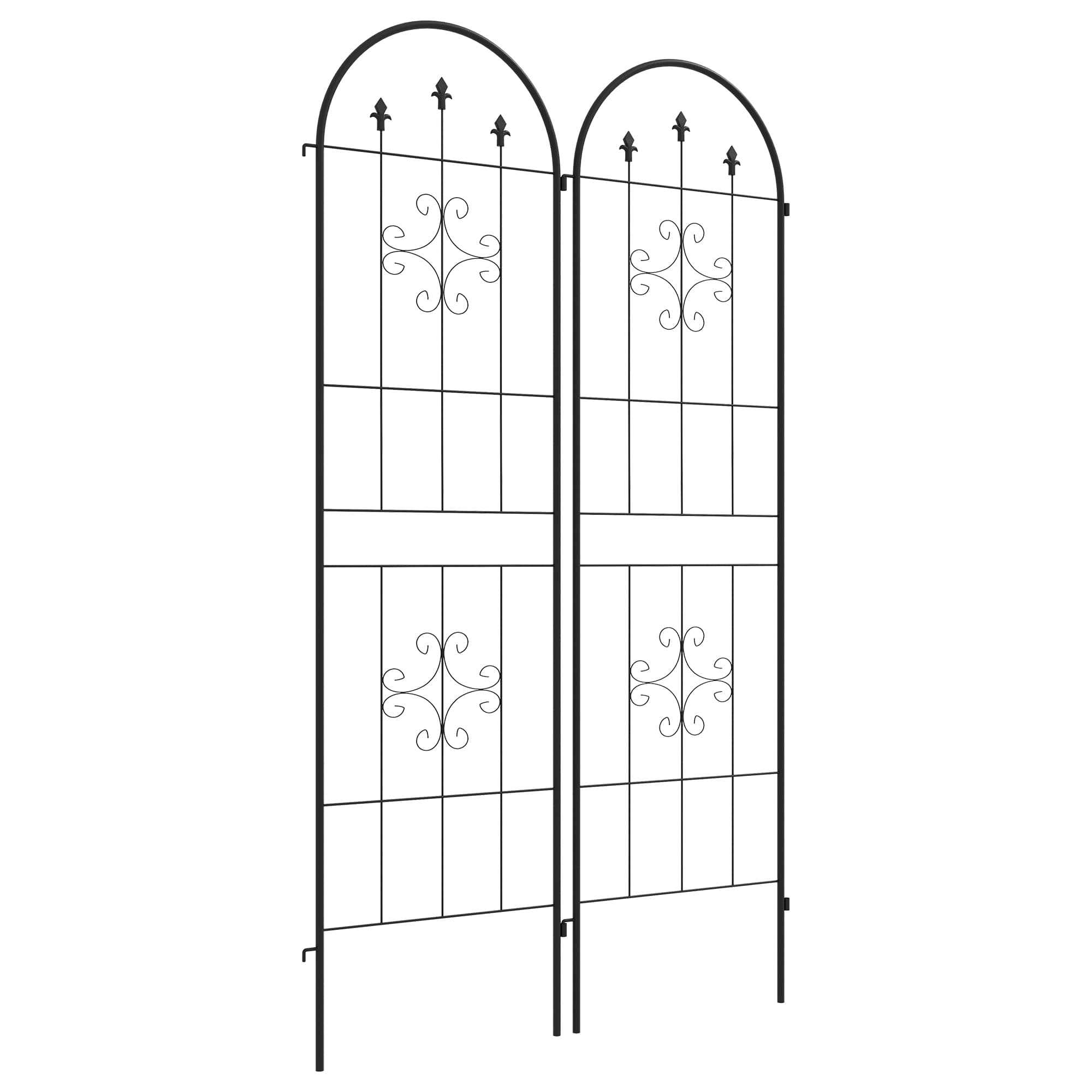 Outsunny Lot de 2 treillis de jardin, support pour plantes grimpantes en acier, 50L x 180H cm, noir