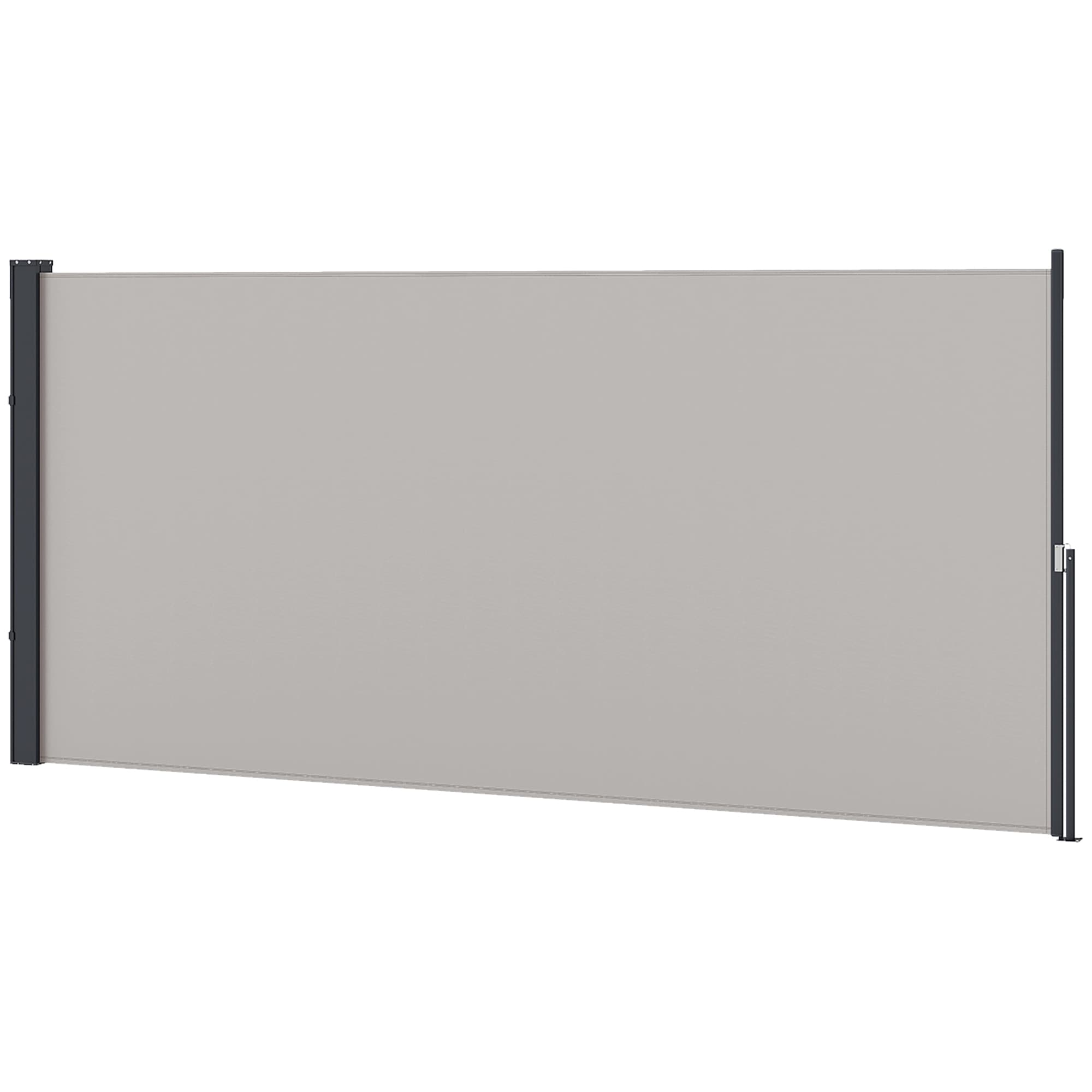 Outsunny Store latéral Brise-Vue paravent rétractable dim. 3L x 1,40H m alu. Polyester Anti-UV Haute densité 180 g/m2 Gris