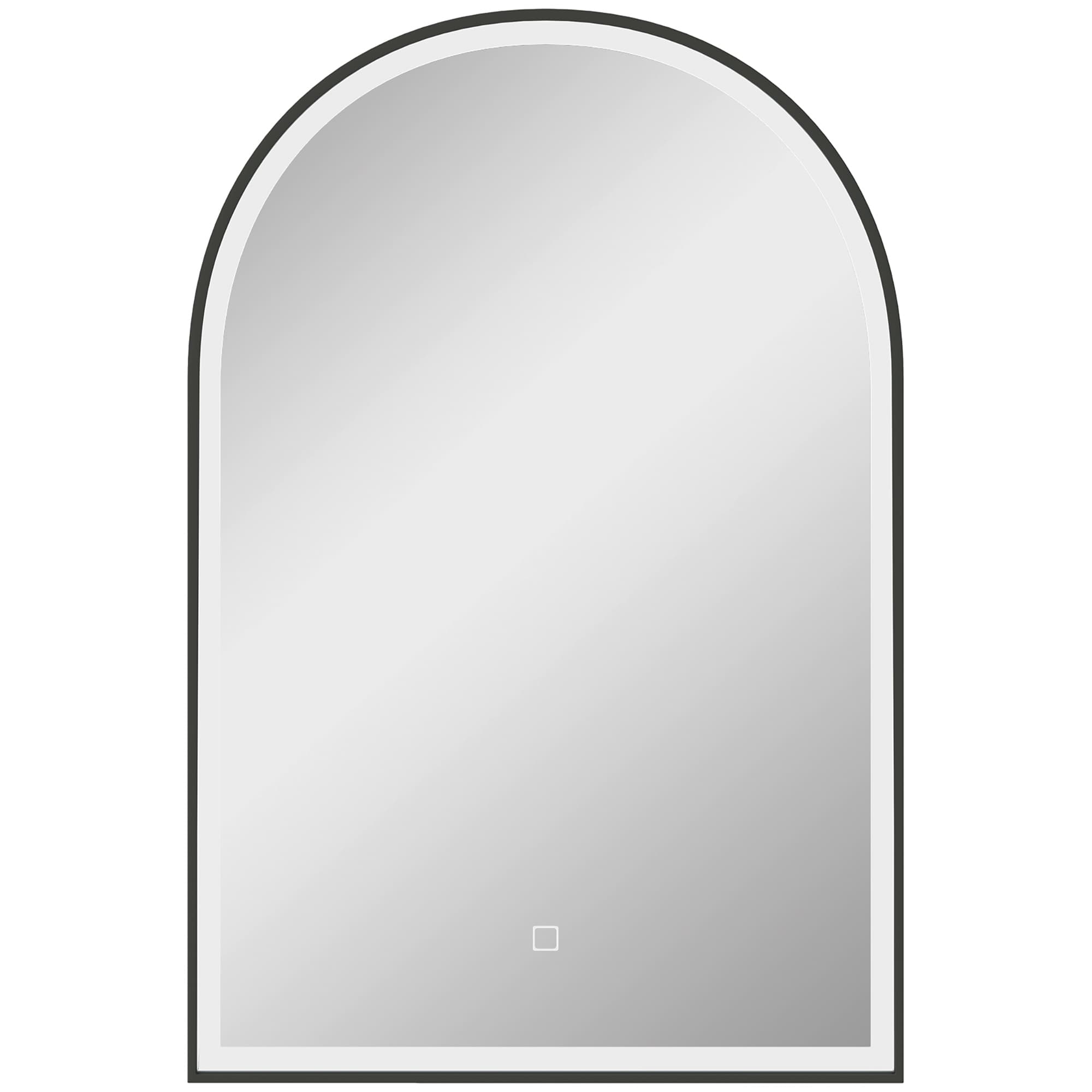 HOMCOM Miroir de salle de bain LED 90 x 60cm, mural, 3 couleurs, arqué cadre en aluminium, désembuage et interrupteur tactile