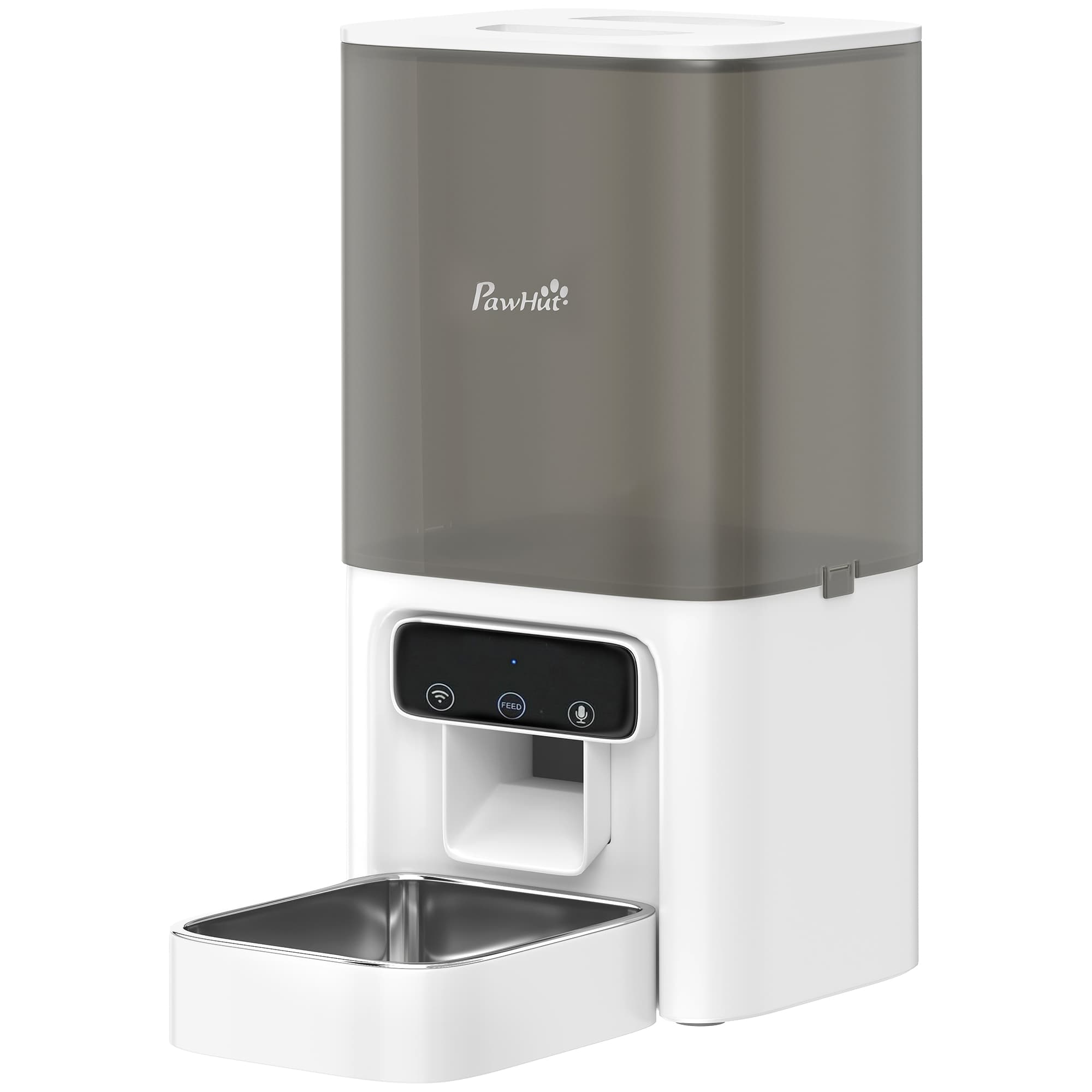 PawHut Distributeur automatique pour chats, 4,5 L WiFi avec minuterie, programmable pour 1-10 repas, distributeur automatique avec enregistreur vocal et double alimentation pour chatons et petits chiens