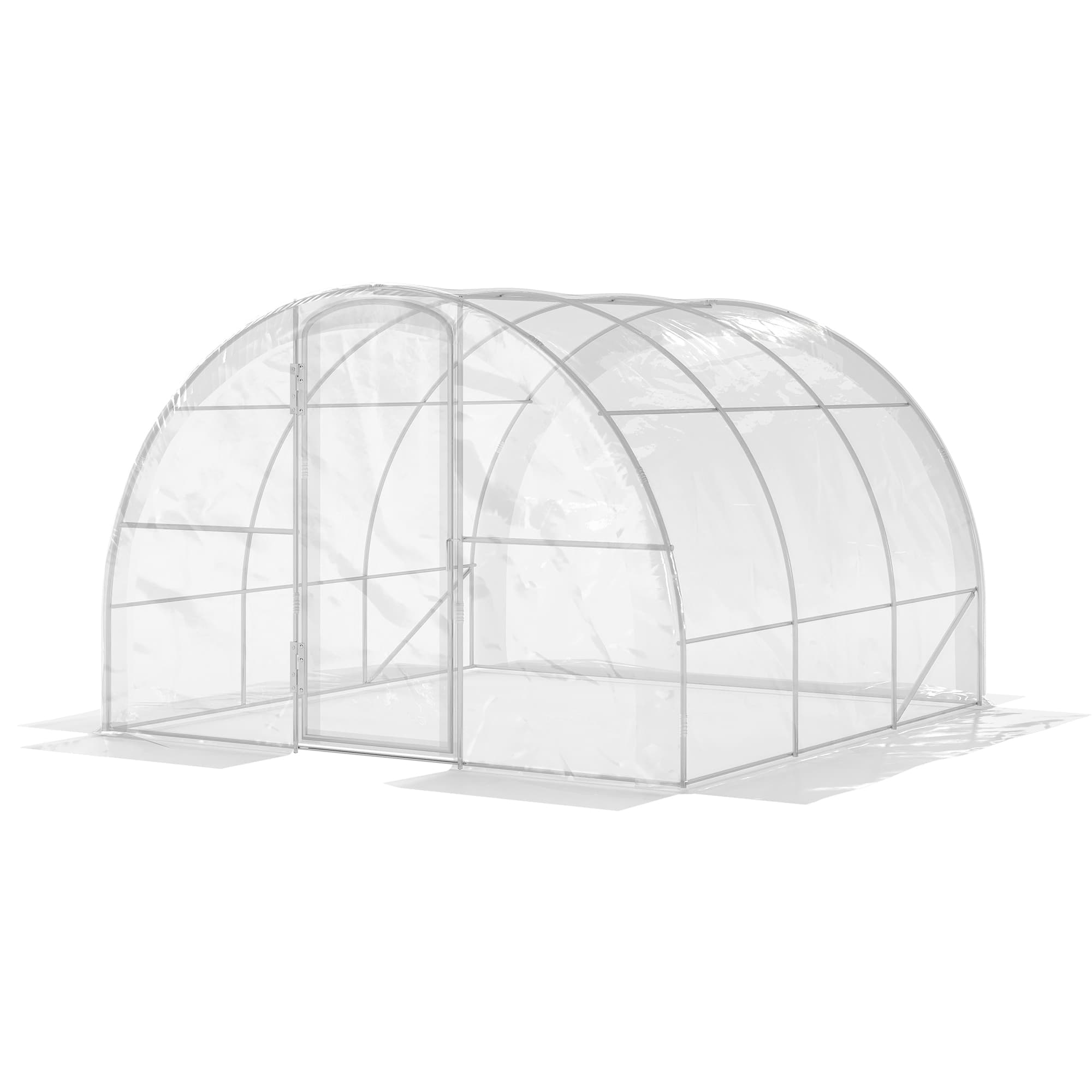 Outsunny Serre de jardin tunnel 3 x 3 x 2 m 9 m2 avec porte à charnières bâche en PE 150 g/m2 pour Légumes Plantes Fleurs