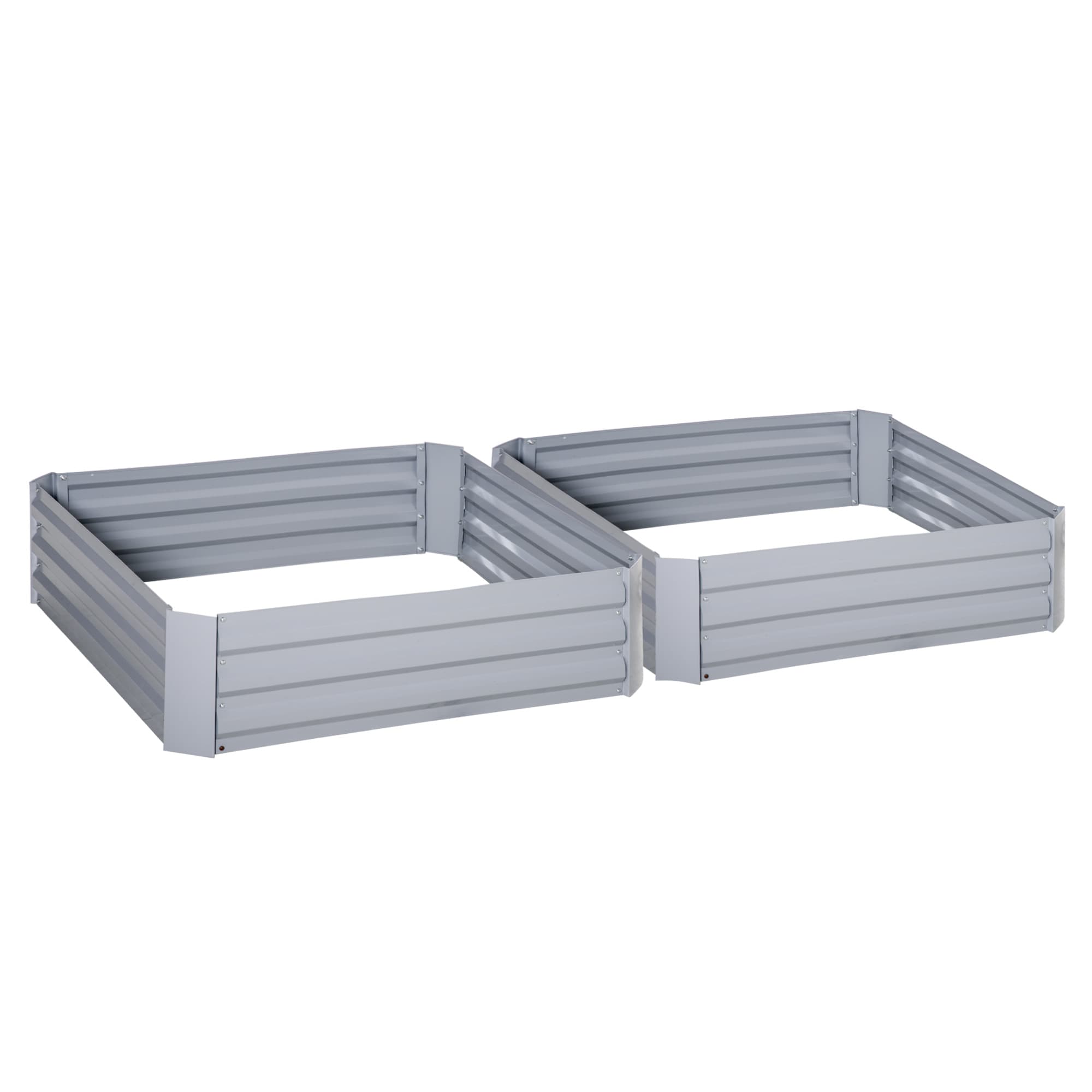 Outsunny Lot de 2 carré potager de jardin dim. 100L x 100l x 30H cm - tôle d'acier ondulée gris
