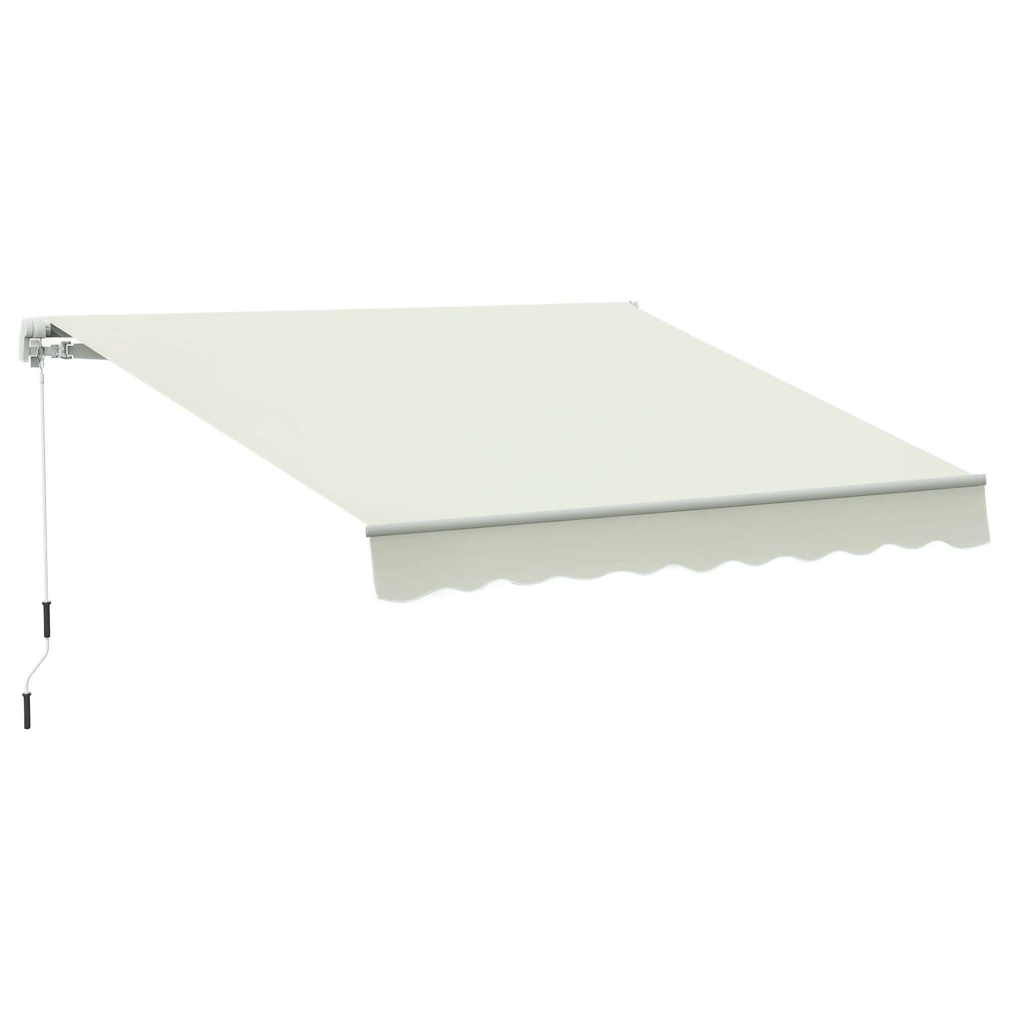 Outsunny Store banne manuel rétractable 295 x 245 cm store exterieur terrasse avec manivelle, angle réglable 45°-85°, aluminium et polyester 280 g/m2, auvent de terrasse, balcon, cour, crème