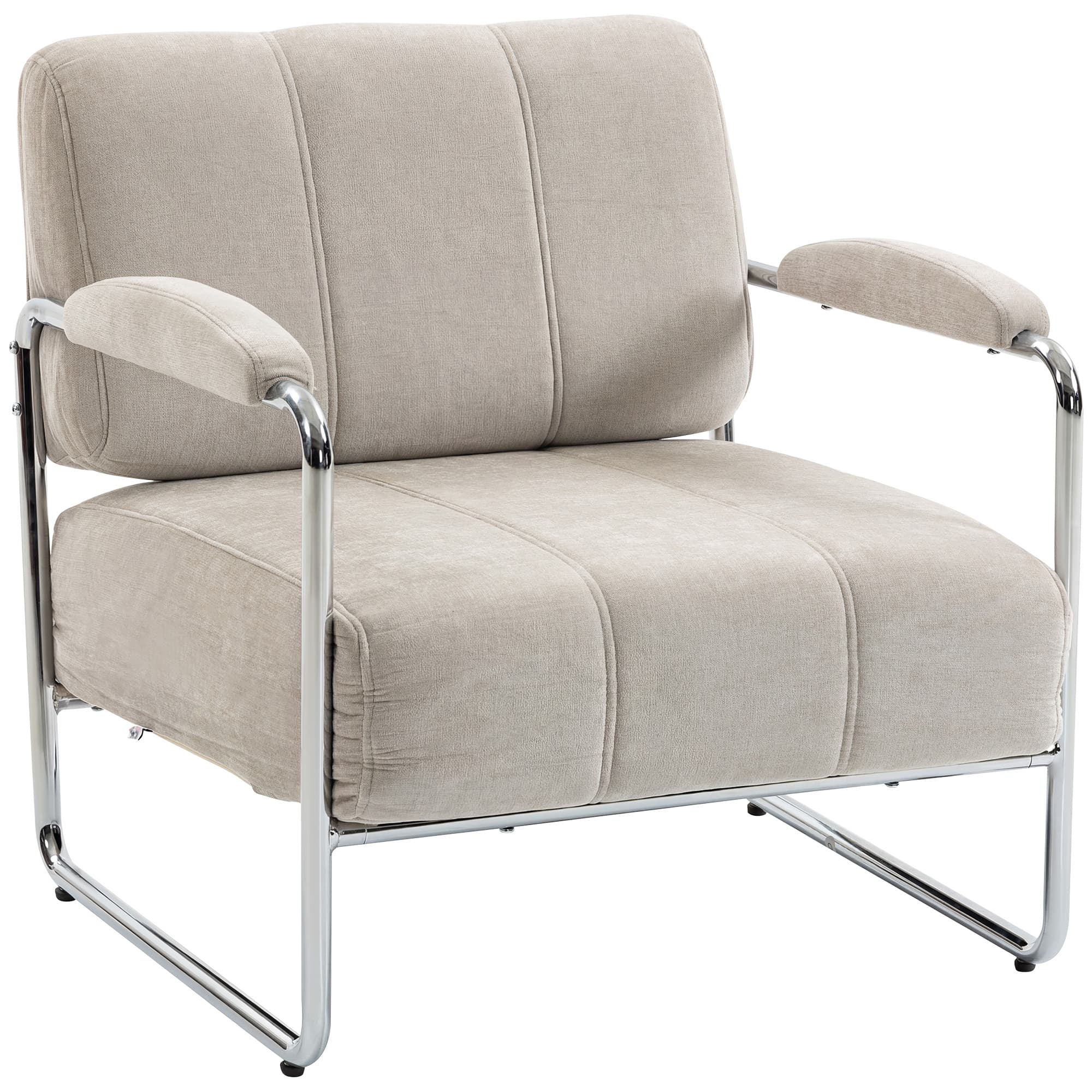HOMCOM Fauteuil de salon Fauteuil de chambre Rembourrage épais en chenille Beige
