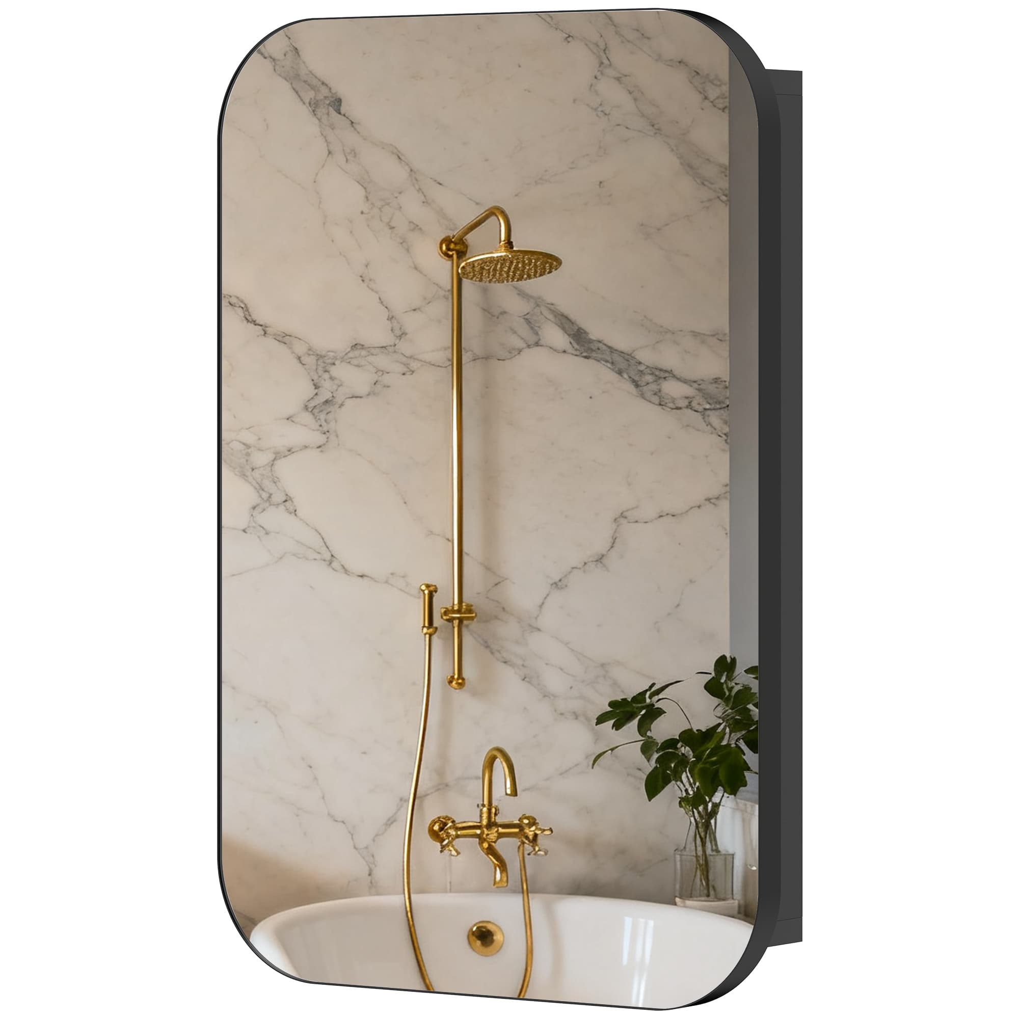 HOMCOM Armoire-miroir de salle de bain, armoire de salle de bain avec miroir, meuble mural avec étagère réglable, 40 x 10 x 60 cm, noir