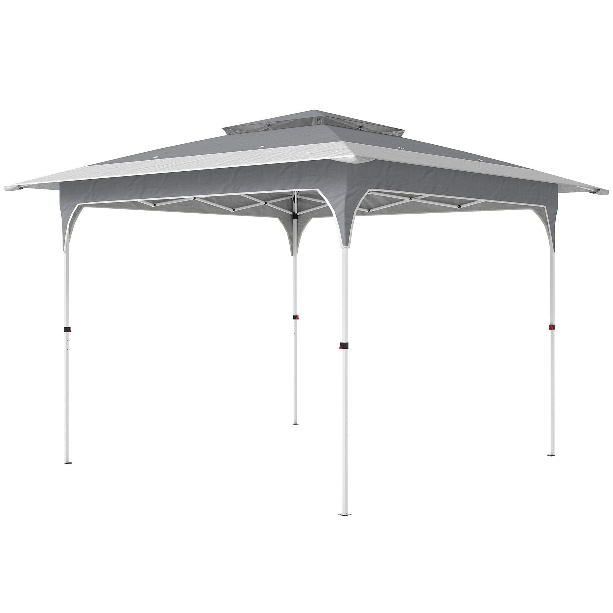 Outsunny Pavillon 3,5 x 3,5 m Imperméable Hauteur réglable Pop-up Pavillon pliant avec montage à bouton unique Double toit, UPF50+