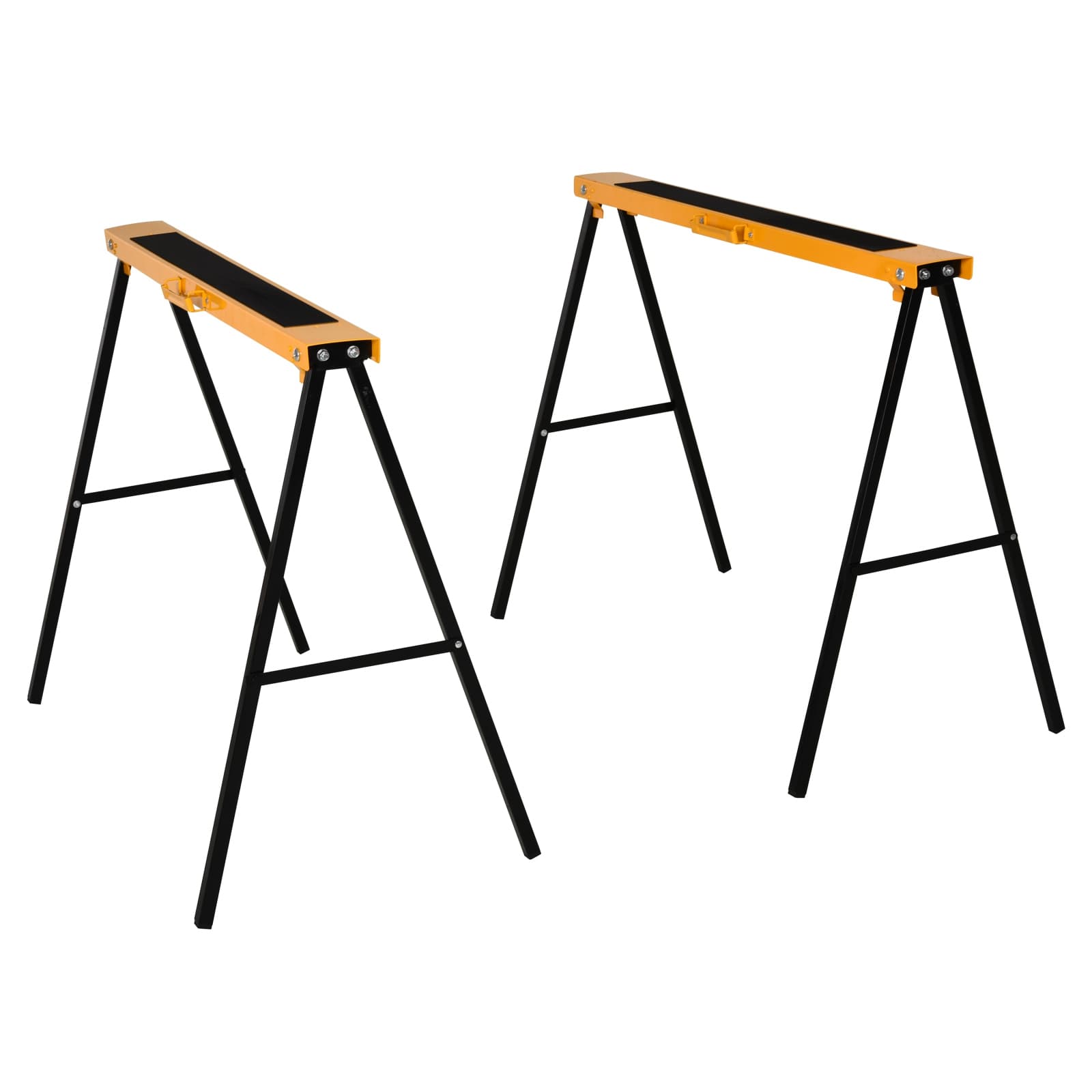 HOMCOM Lot de 2 chevalets pliants en métal antidérapants, charge maximale 125 kg, orange et noir