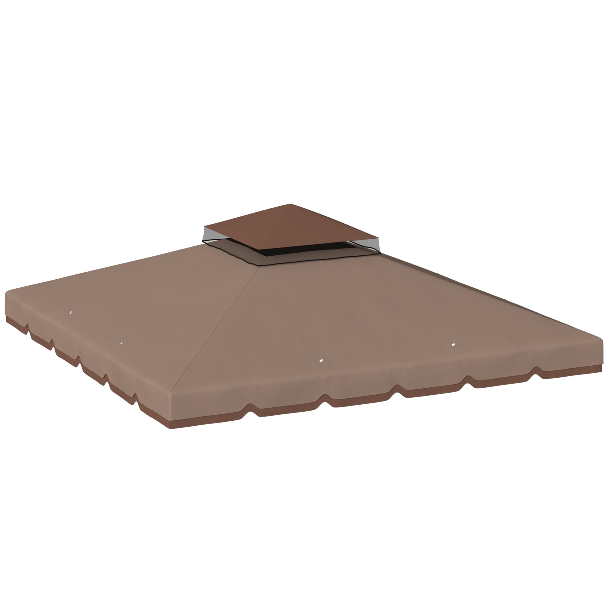 Outsunny Toit de remplacement pour pavillon 3x3m Imperméable Toit de pavillon à double toiture avec orifices d'évacuation Kaki