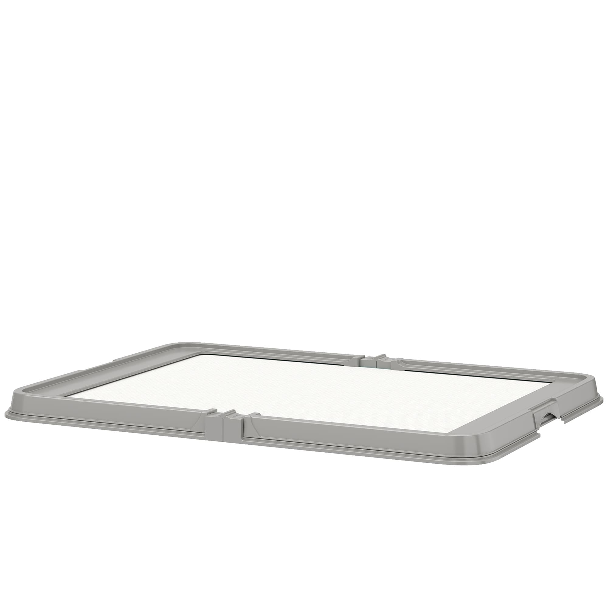 PawHut Toilette pliable pour chiens 86x62 cm Plateau sanitaire Chiens Entraînement 3 alèses Pieds antidérapants Gris