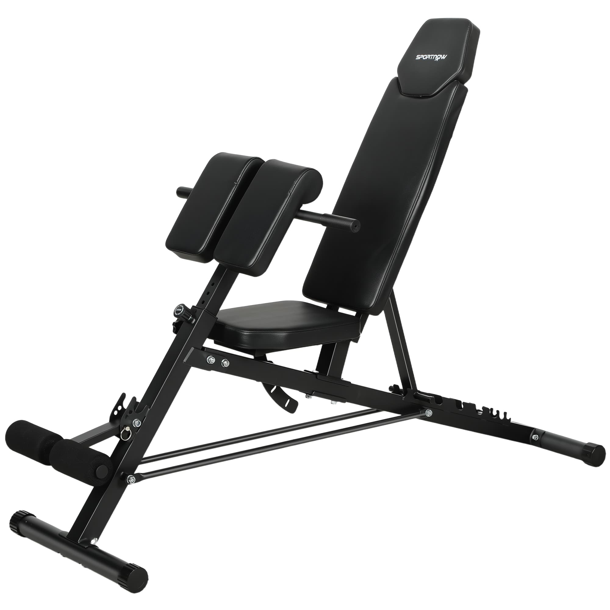 SPORTNOW Banc de musculation multifonctionnel, banc incliné et plat réglable avec dossier 6 positions, assise 3 positions, Noir