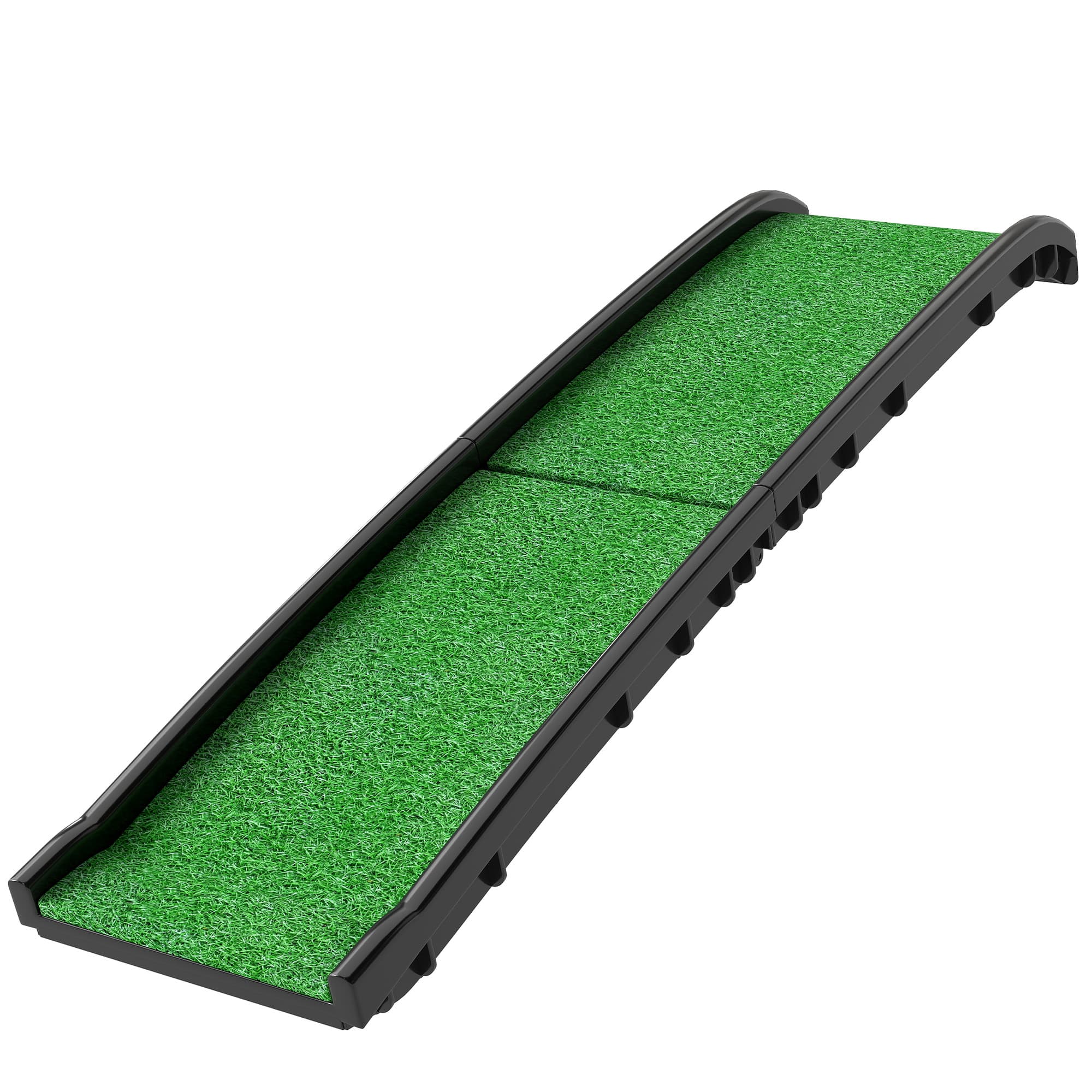 PawHut Rampe pour chiens avec gazon synthétique 155 cm Rampe pliante pour voiture avec poignée Angle réglable Vert