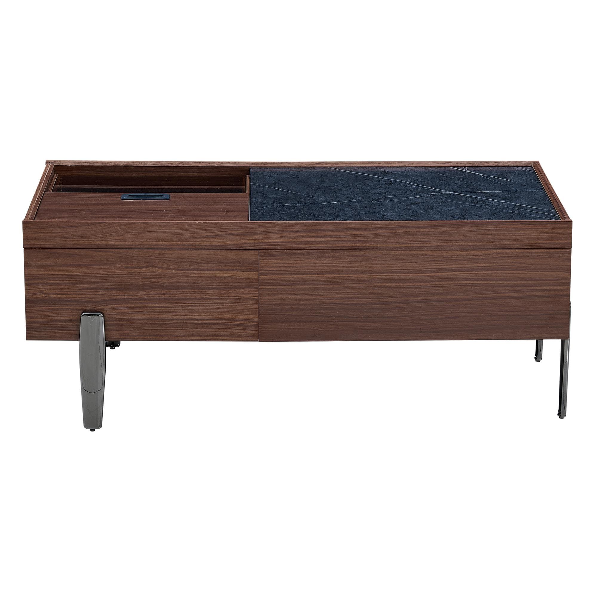 Table basse moderne avec tiroirs et plateau coulissant, grand espace de rangement, 105x50x41,5 cm, Marron