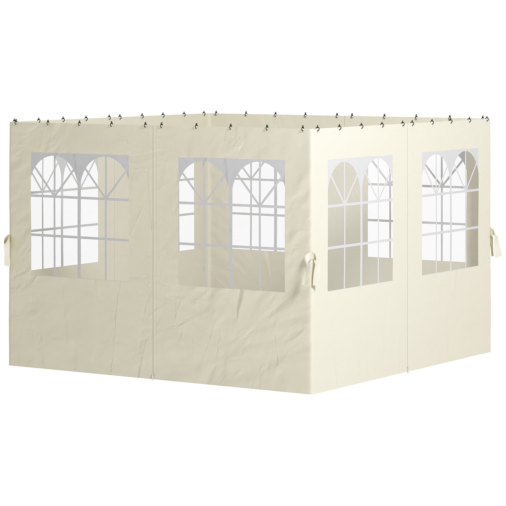Outsunny Parois de pavillon, 4 panneaux latéraux pour pavillon de jardin, avec fermeture éclair, pavillon 3 x 4 m, blanc crème