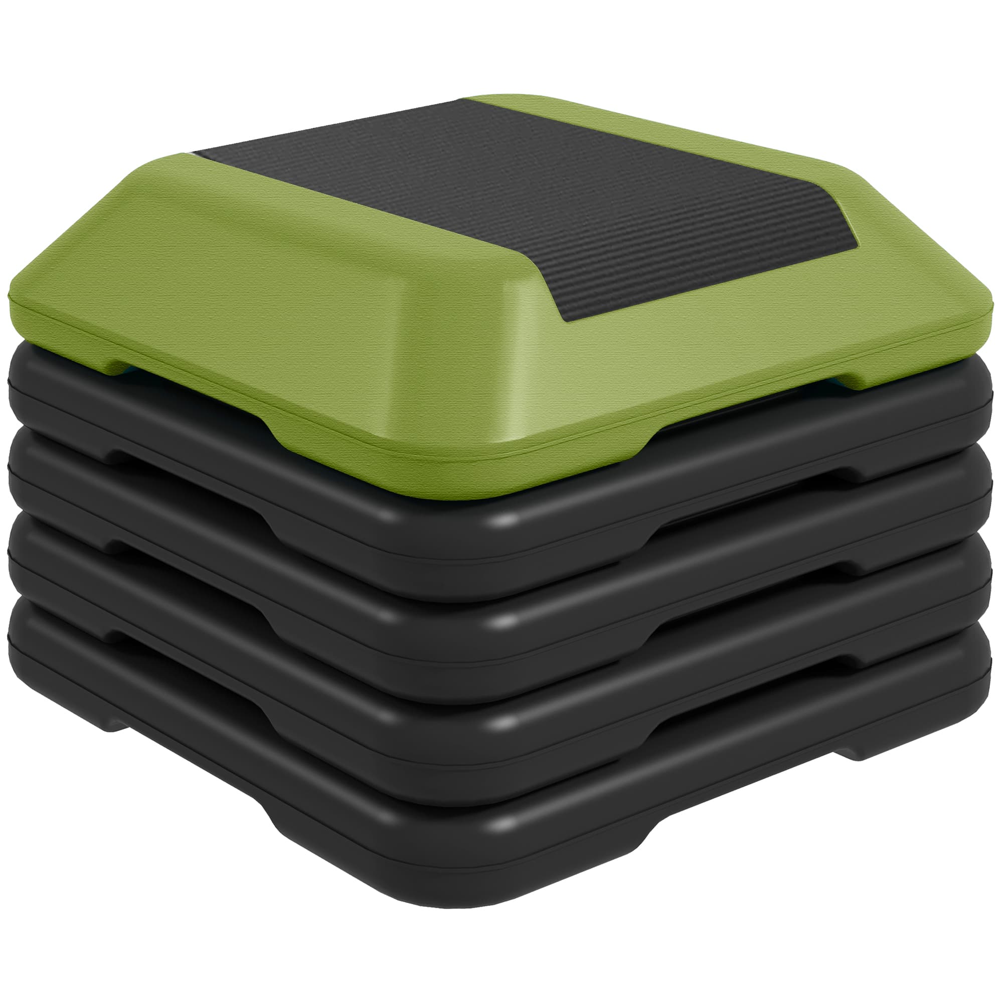 SPORTNOW Step pour fitness Stepper antidérapant avec hauteur réglable 10/15/20/25/30 cm Capacité 150 kg Vert