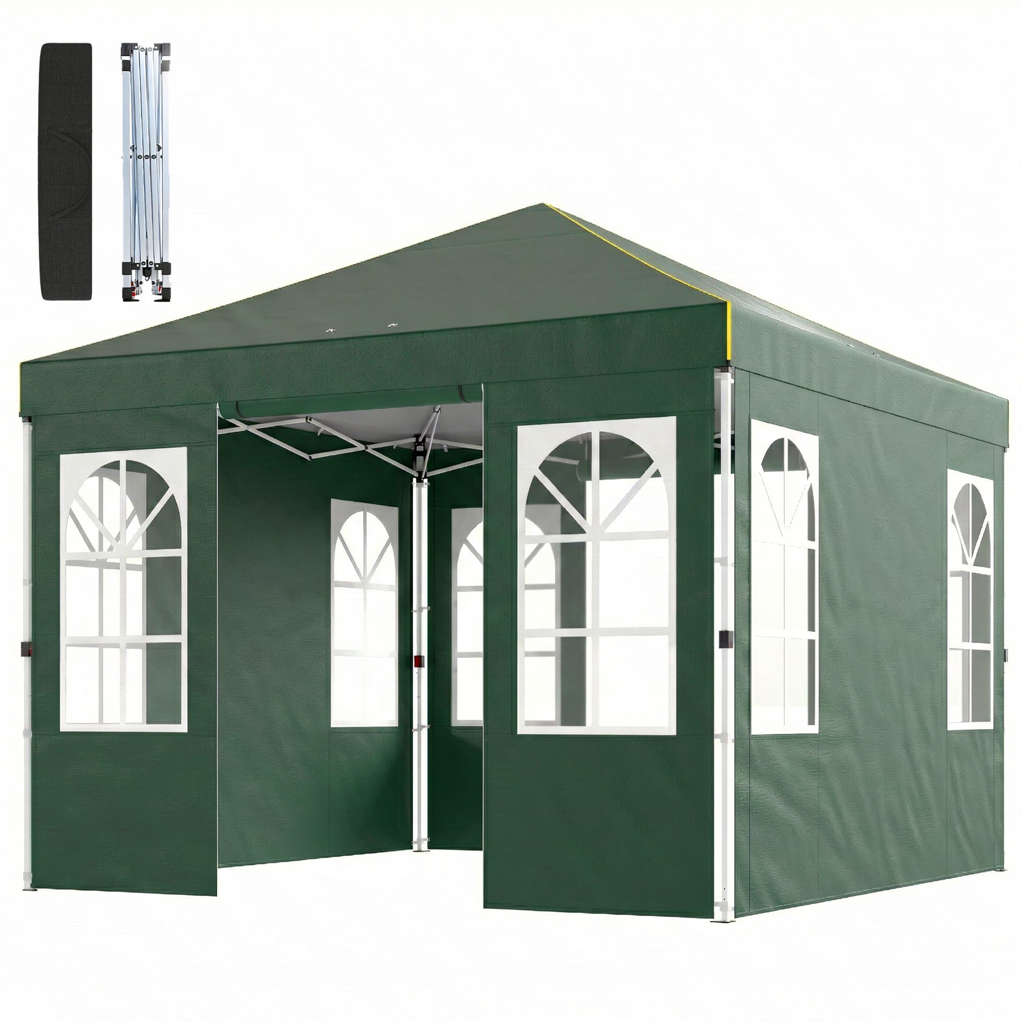 Outsunny Tente pliante 3x3 m Pop-up avec UPF50+ 4 côtés amovibles Hauteur réglable et sac de transport Vert