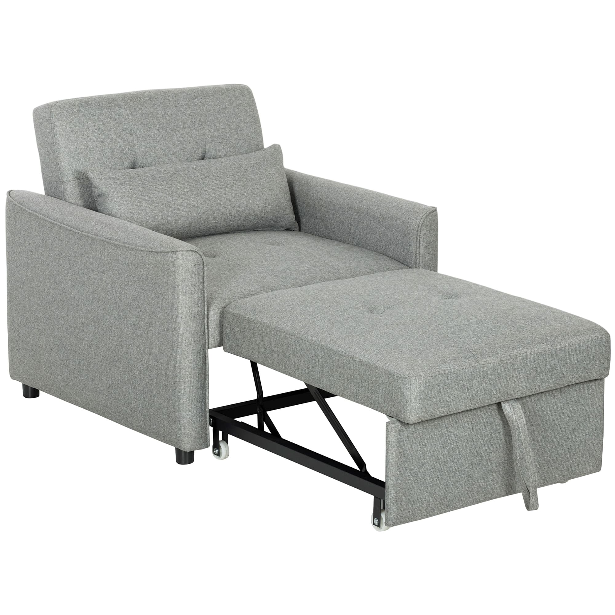 HOMCOM Fauteuil-lit 3-en-1, fauteuil canapé-lit extensible avec dossier réglable, Grau