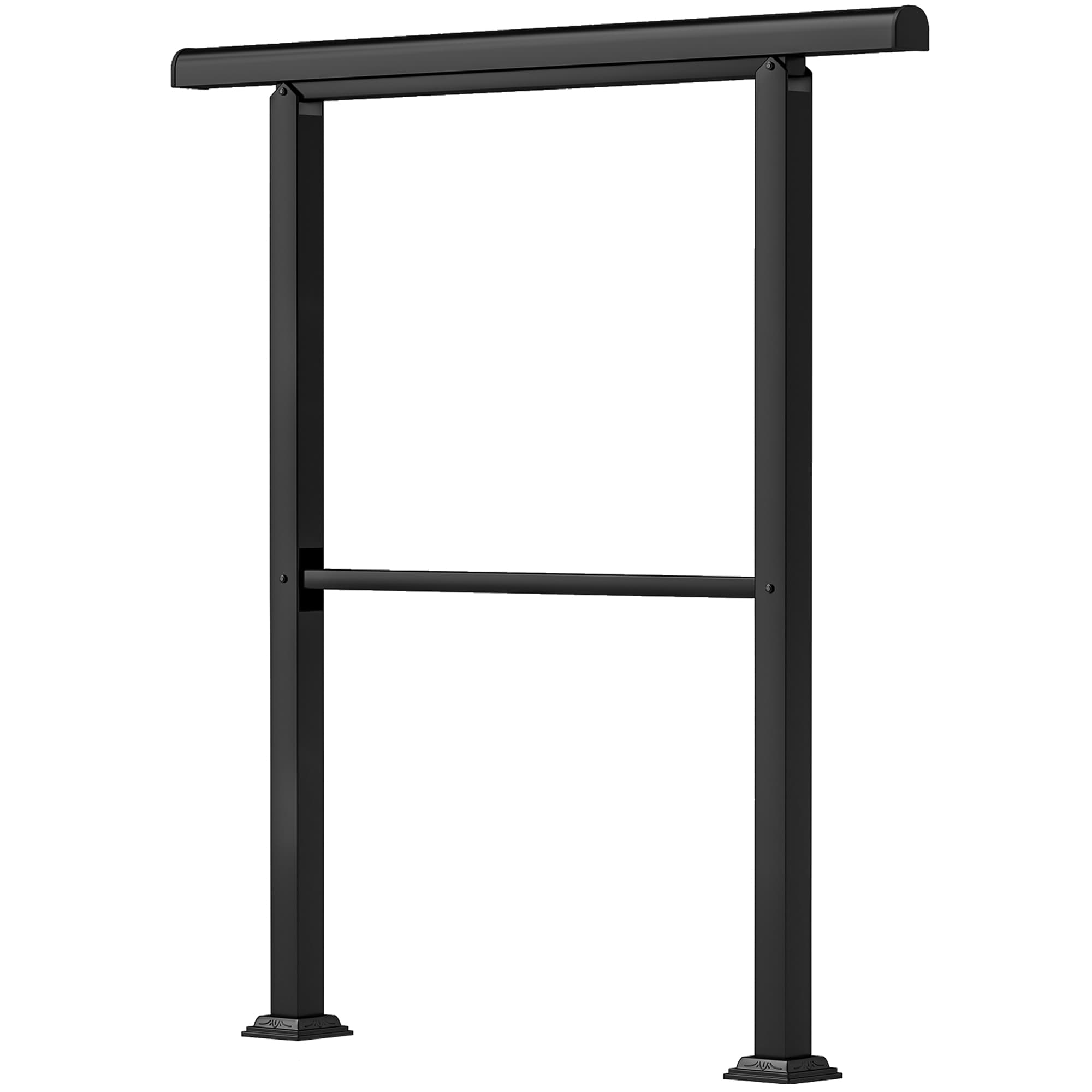 Outsunny Rampe d'escalier pour 2-3 marches, 94 cm, main courante réglable Extérieur et Intérieur Métal Noir