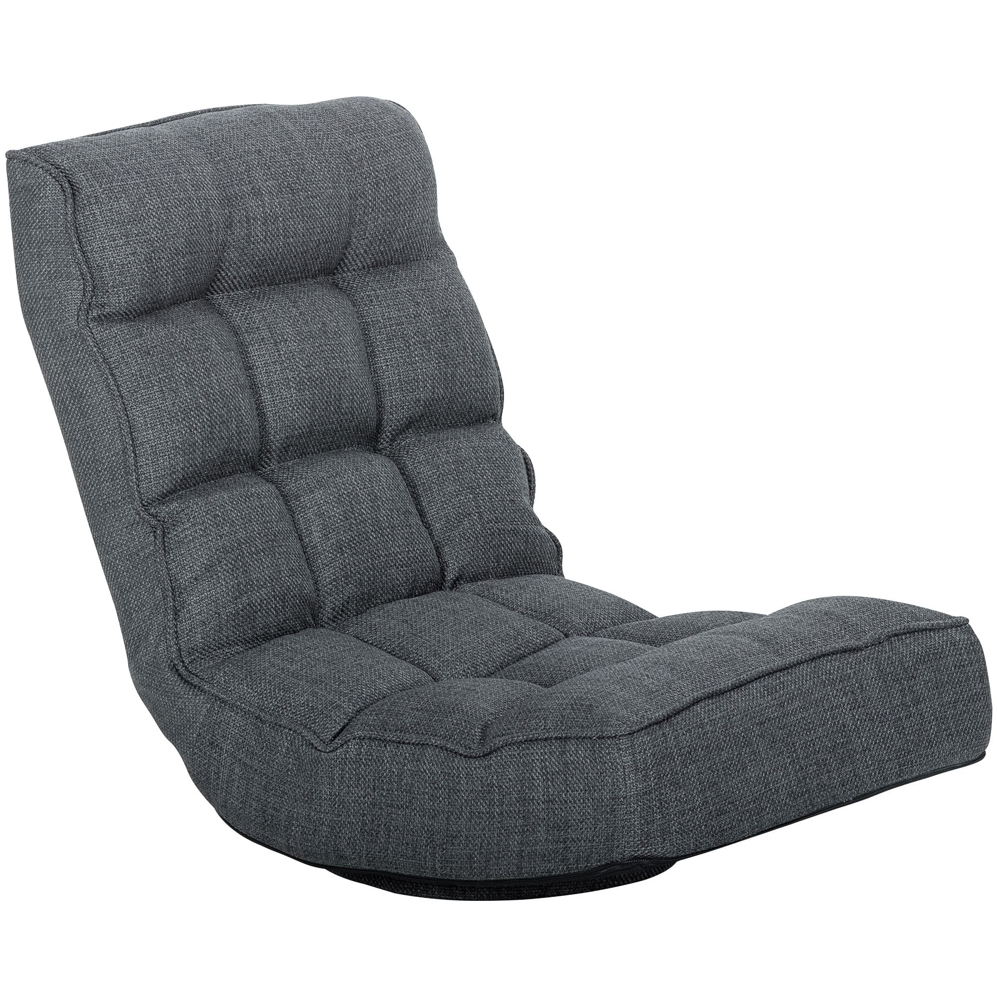 HOMCOM Chaise de Sol Pliable Fauteuil de Lecture Pivotant 360° avec Dossier Réglable en 5 Positions 58x107x79 cm Gris