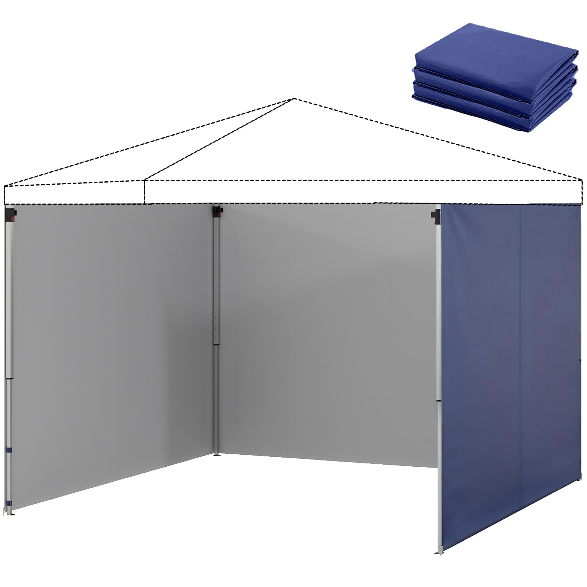 Outsunny Lot de 3 parois zippées pour tonnelle 3 x 3 m, Bleu foncé