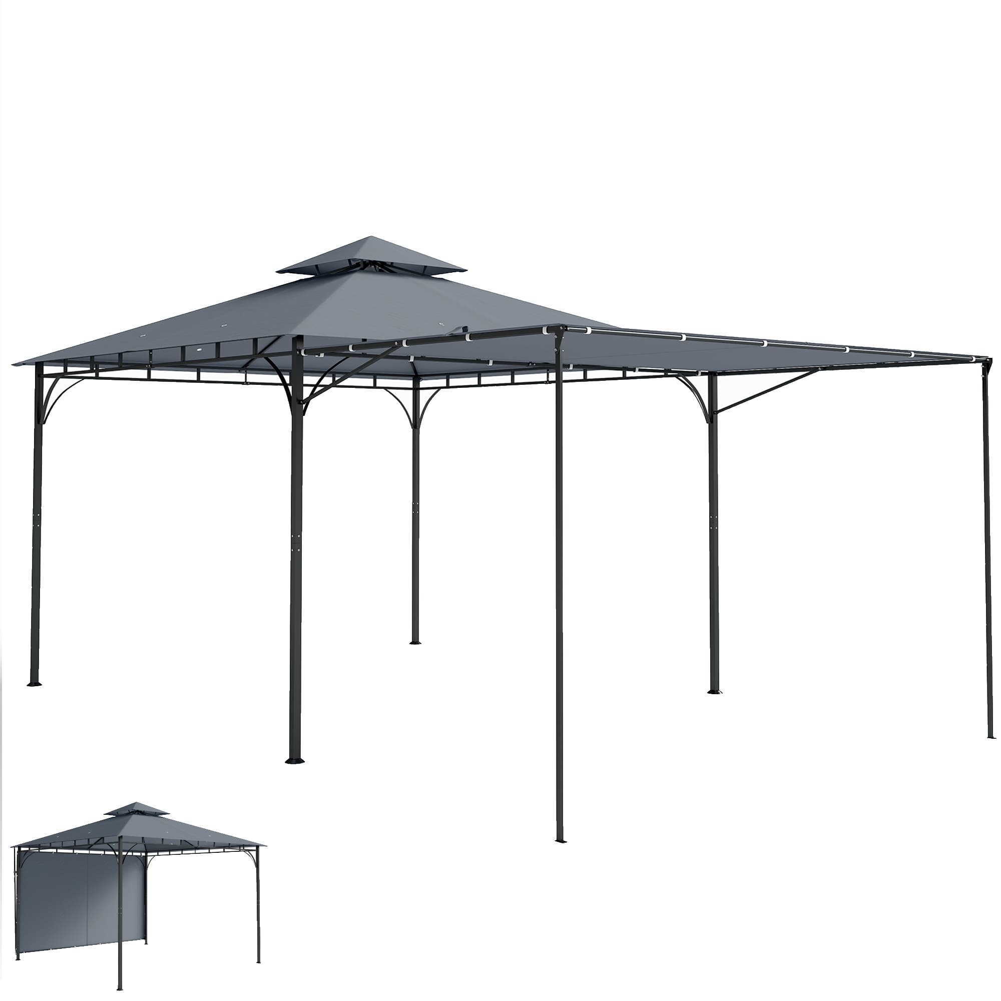Outsunny Gazebo de Jardin Gazebo d'Extérieur Toit Extensible, 3.2x3.2 m, Gris