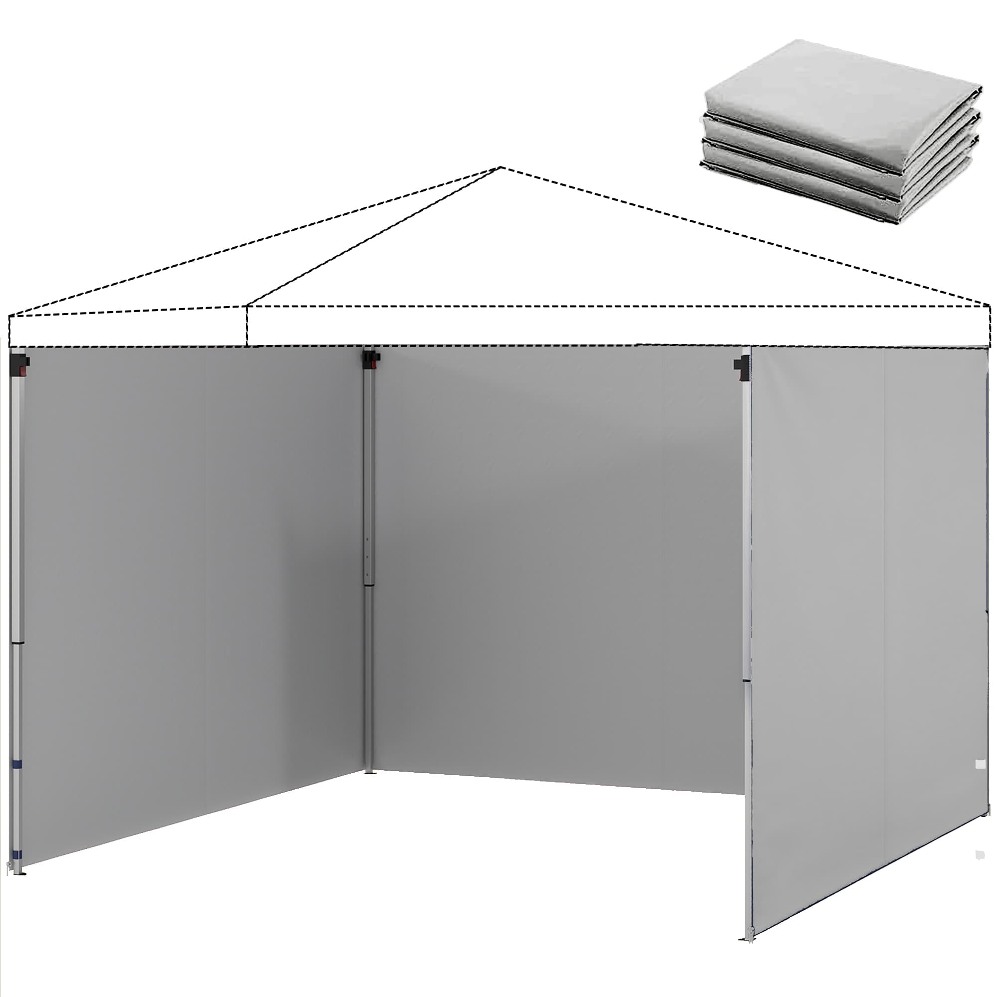 Outsunny Ensemble 3 pièces de parois zippées pour pavillon 300 x 300 cm, gris clair