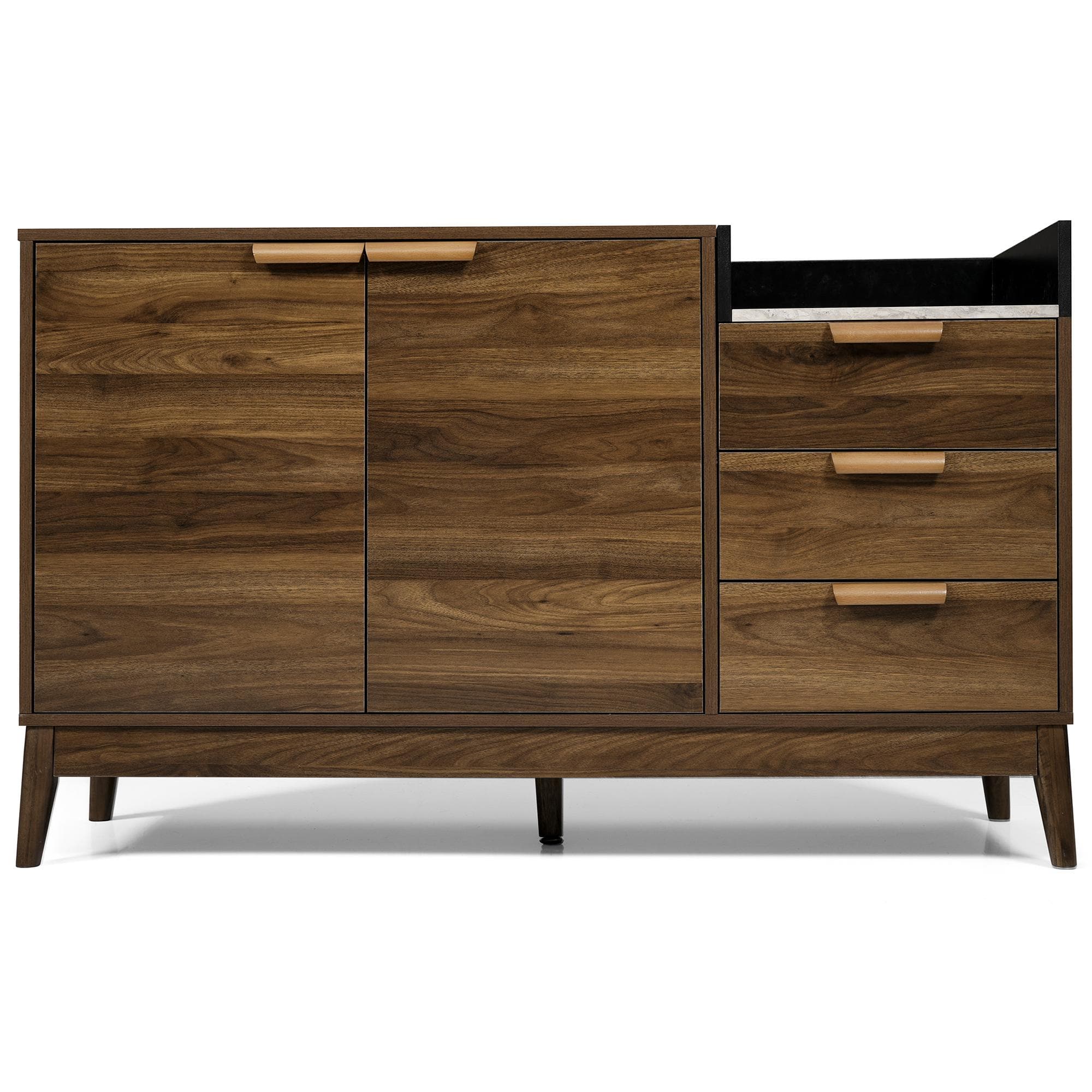 Commode de salon avec 3 tiroirs et armoire à deux portes, 120x40x77 cm, Couleur naturelle