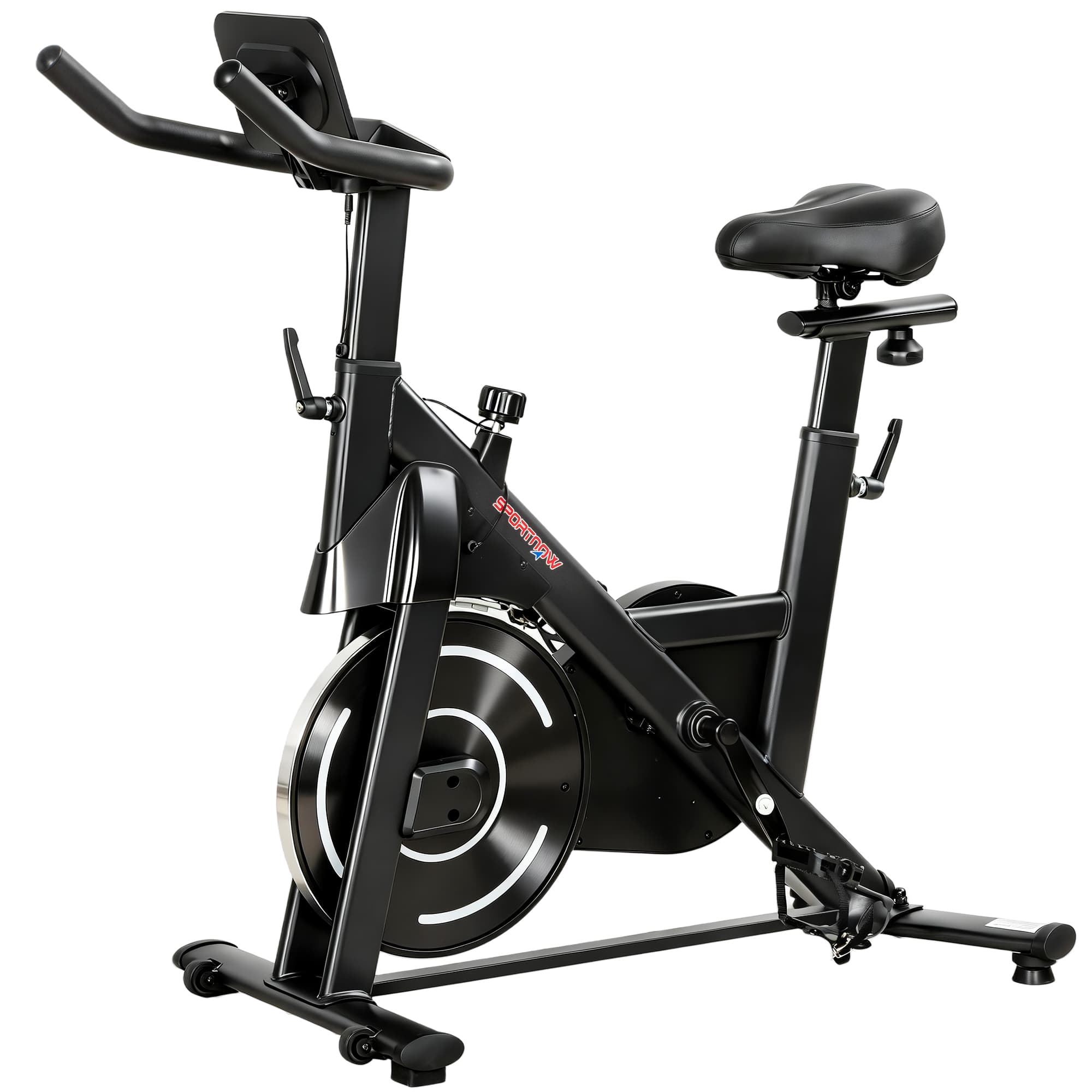 SPORTNOW Vélo d'appartement avec résistance magnétique réglable Écran LCD Selle et guidon réglables Roues Noir