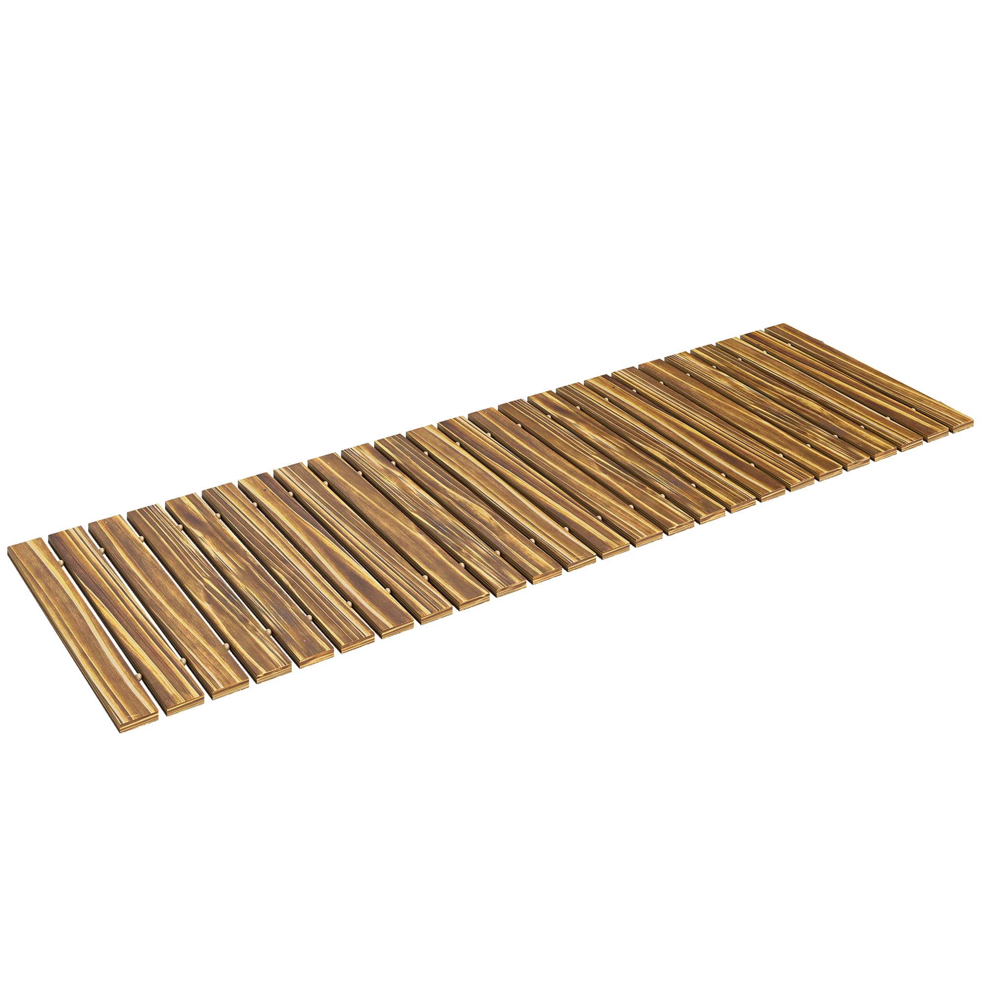 Outsunny Chemin de Jardin en Bois 120x38 cm Passerelle Droite Enroulable pour Extérieur Résistante aux Intempéries Carbonisé