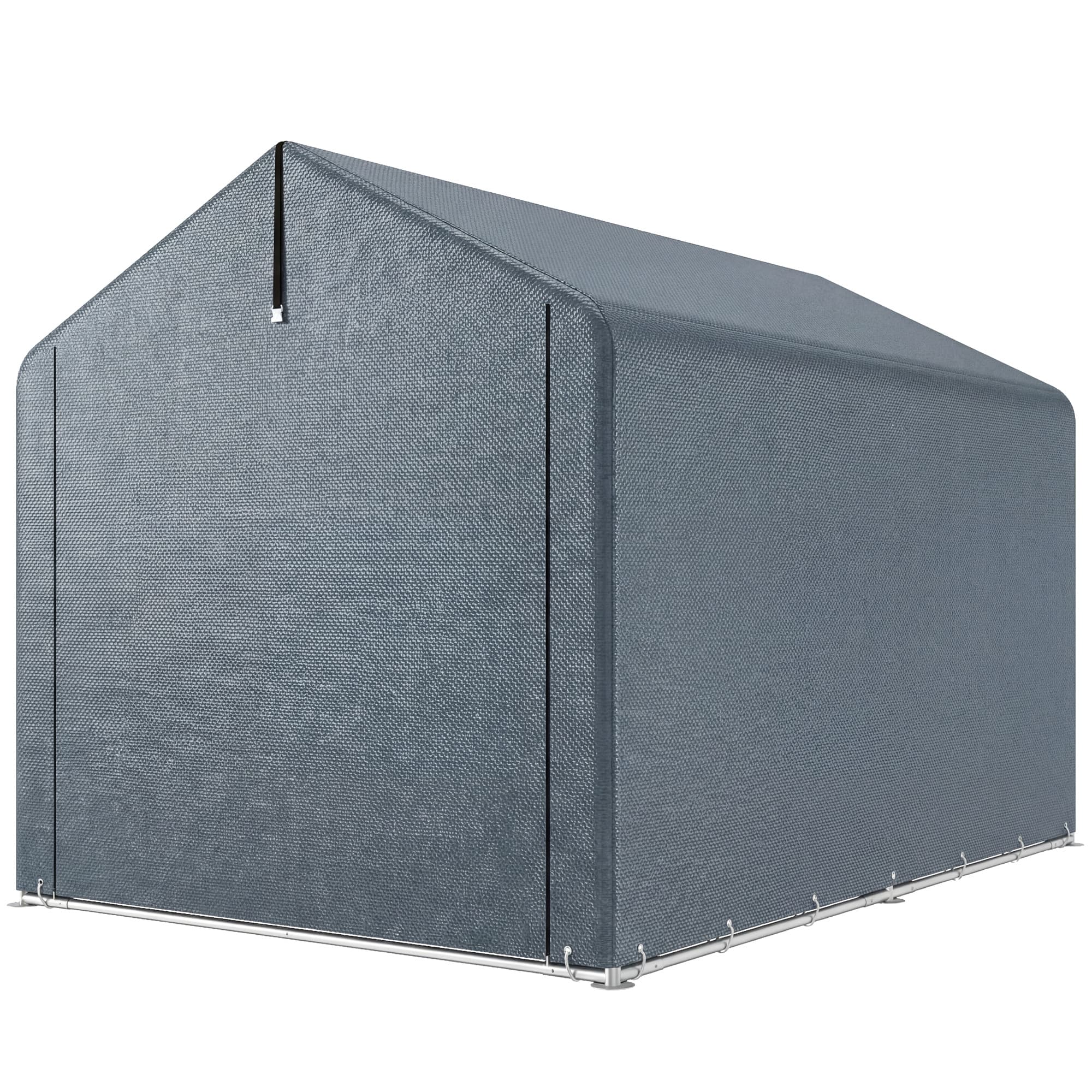 Outsunny Tente de garage 2,2 x 1,6 m étanche, tente de rangement avec porte enroulable, toit à pignon, armature en acier, résistante aux UV, gris foncé