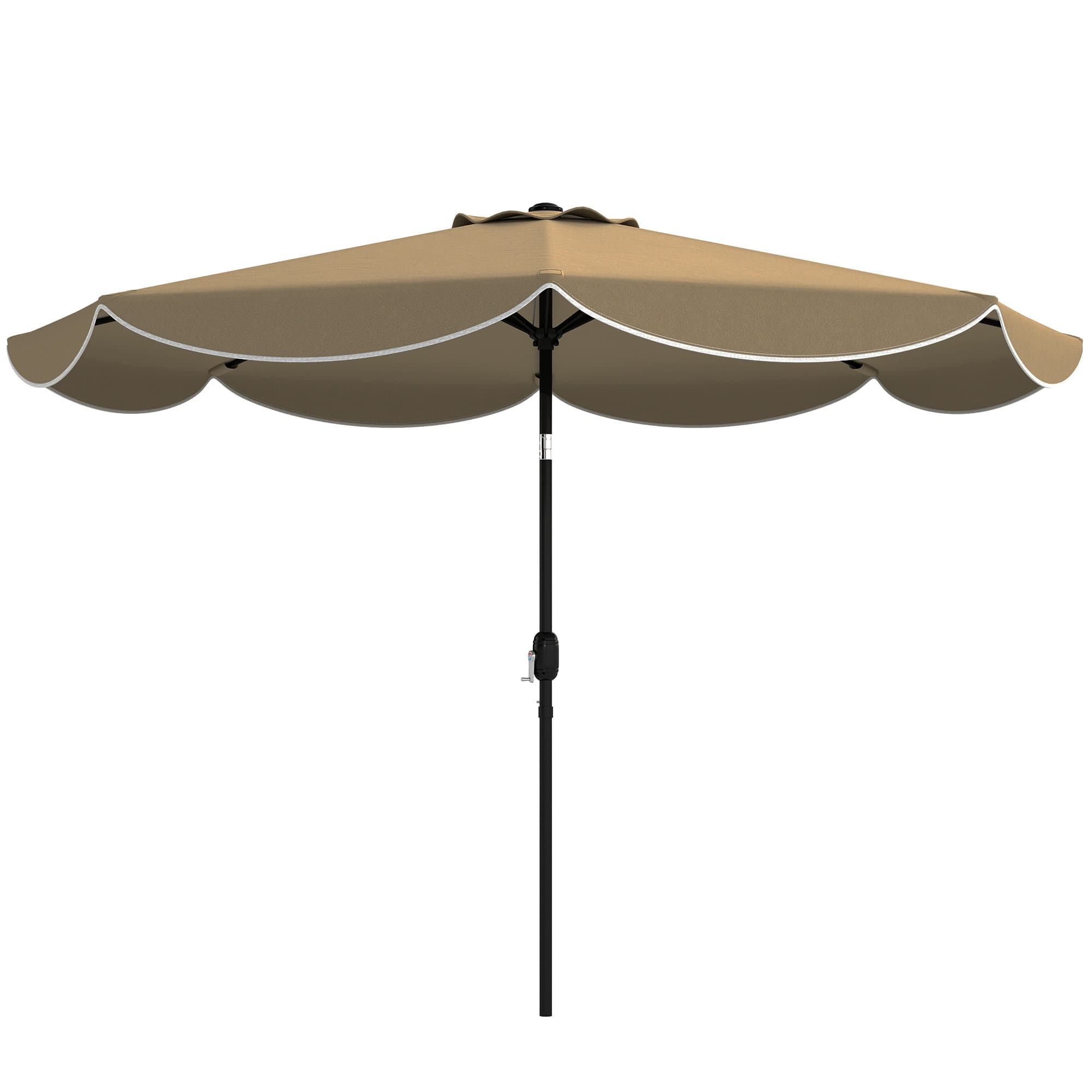 Outsunny Parasol de terrasse extérieur Ø2,7 m Parasol à inclinaison réglable 3 positions Manivelle et volant Kaki