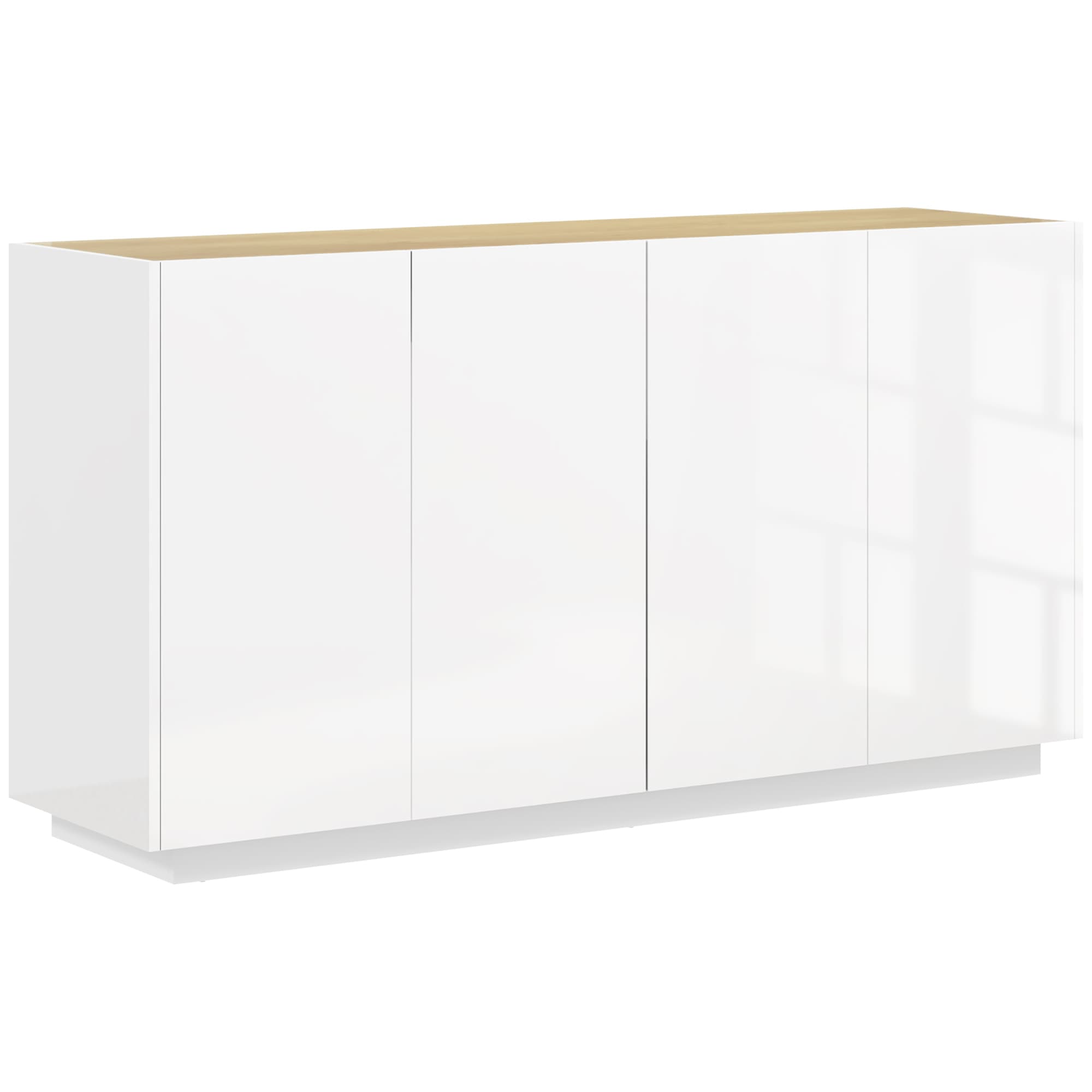 HOMCOM Buffet salle à manger buffet cuisine 4 portes à fermeture douce et étagères réglables 140l x 40P x 75H cm blanc laqué