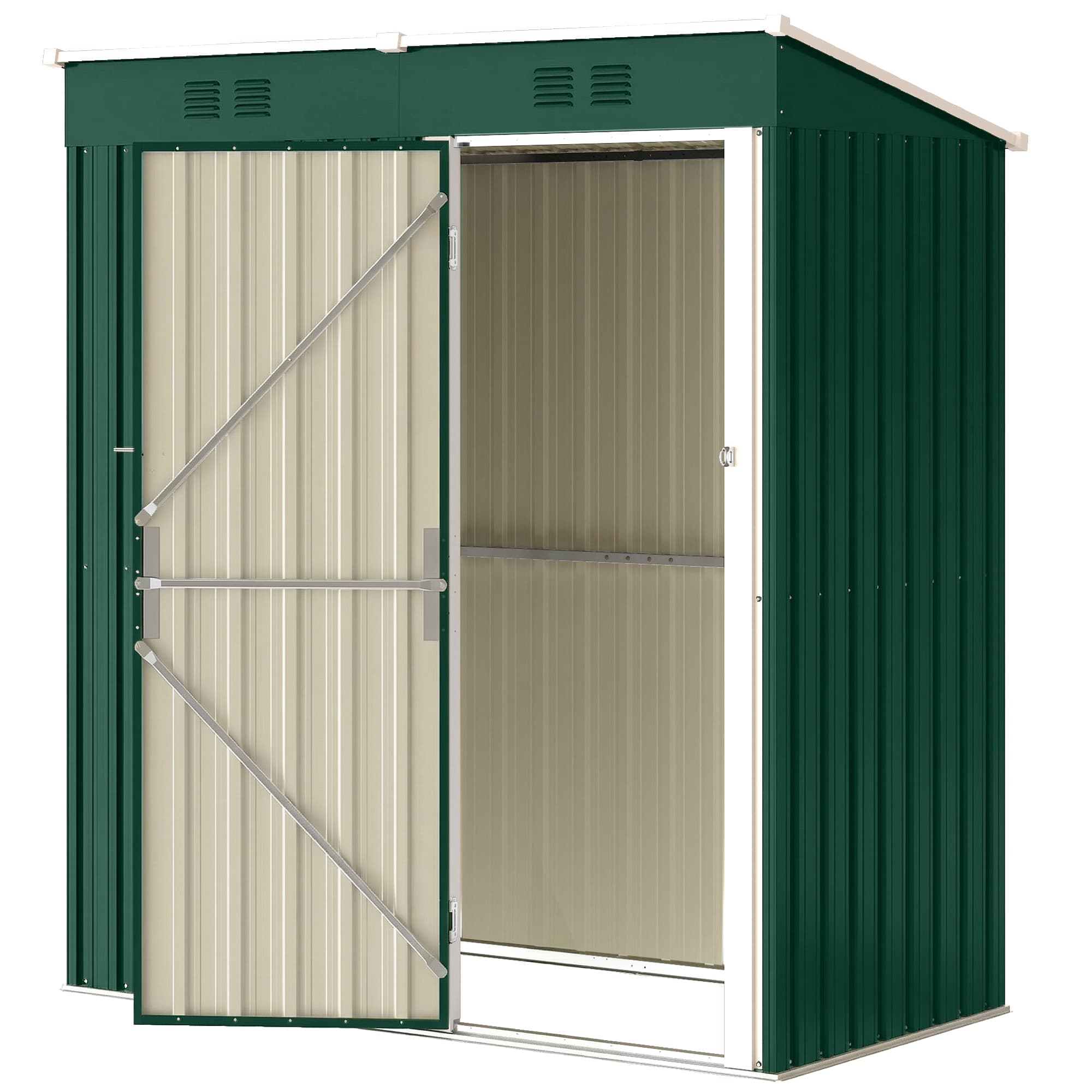 Outsunny Abri de jardin extérieur 1,37 m2 163x90x179 cm avec porte à loquet et fentes d'aération Vert