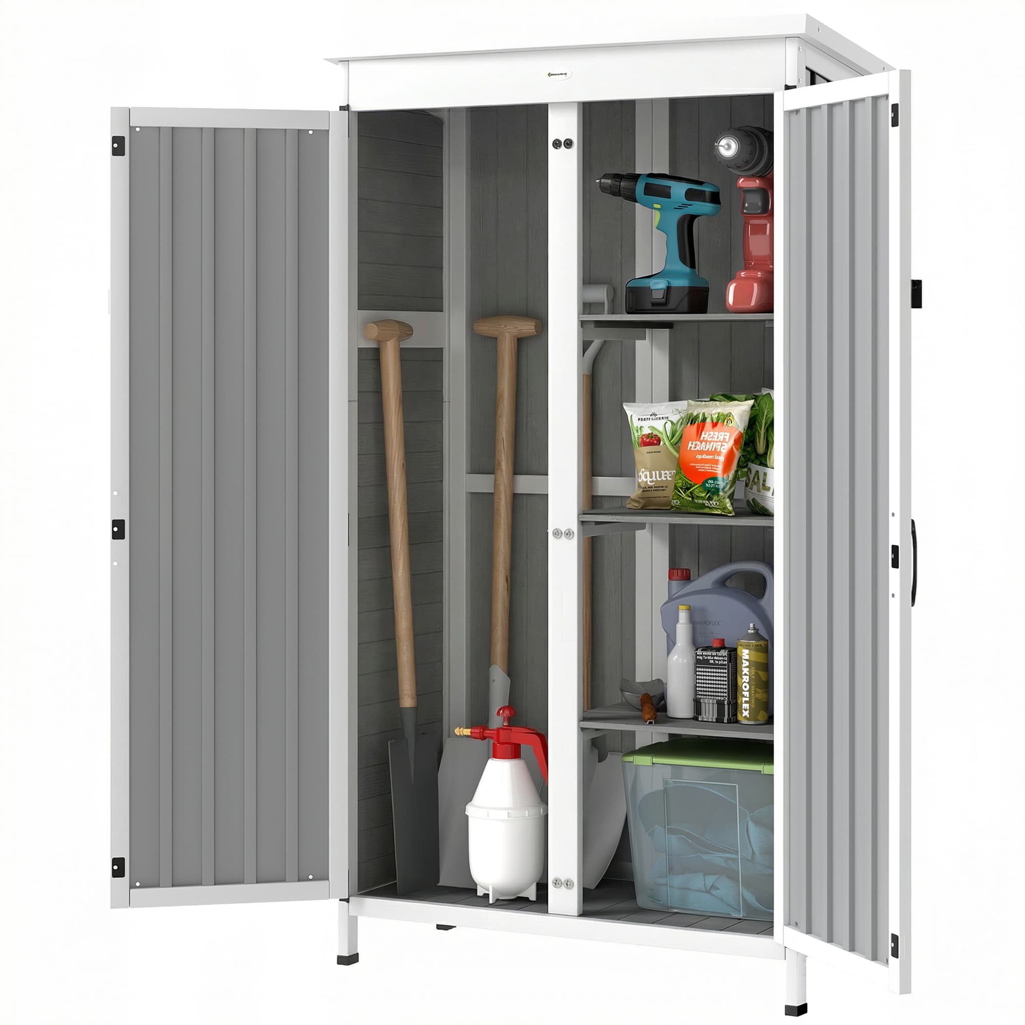 Outsunny Armoire d'Extérieur Porte-Outils avec 3 Étagères Amovibles