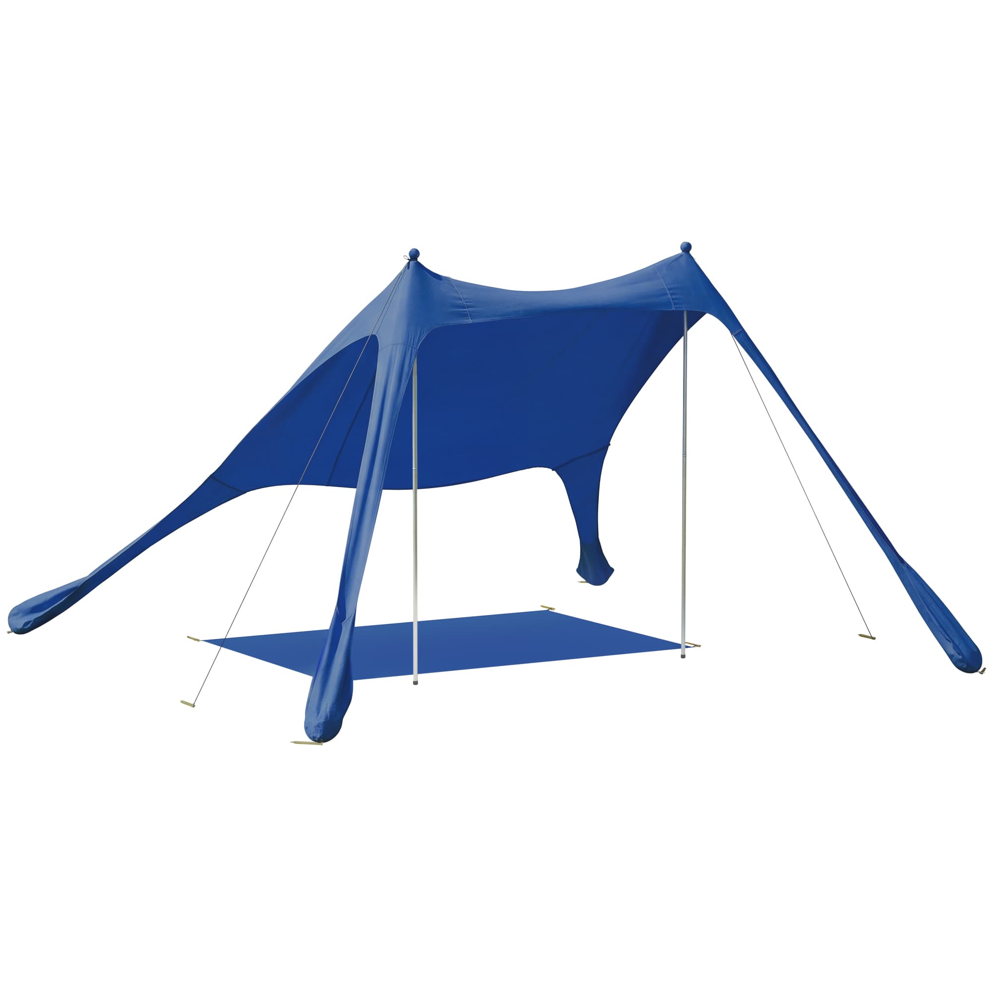 Outsunny Tente de plage pliante avec tapis UPF50+ Poteaux en aluminium Pelle Piquets et sac de transport Azul