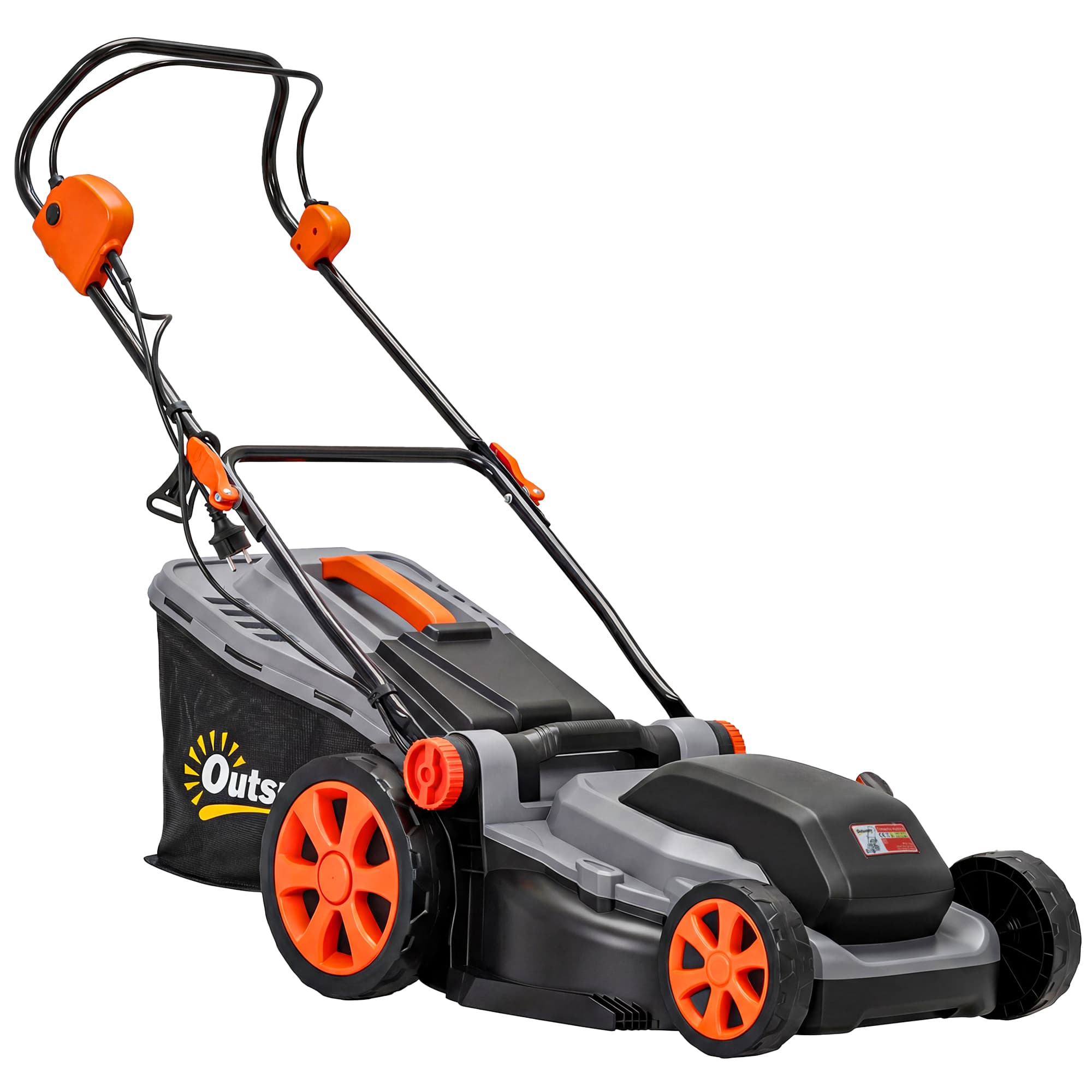 Outsunny Tondeuse Électrique Tondeuse Électrique 1800 W Mulching 40 cm Gris clair