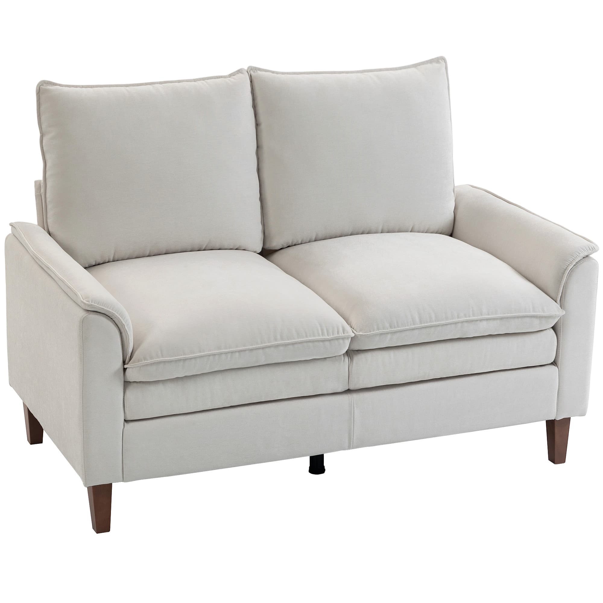 HOMCOM Canapé 2 places 146 cm, canapé en chenille avec rembourrage double couche, coussin à ressorts, assise profonde, dossier haut, Cremeweiß