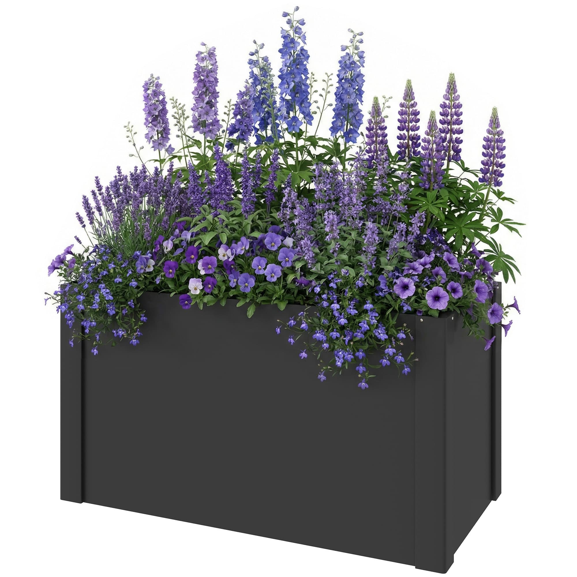 Outsunny Bac surélevé avec fond ouvert, jardinière avec barre de renfort et gants, 102 x 52 x 55 cm, Noir