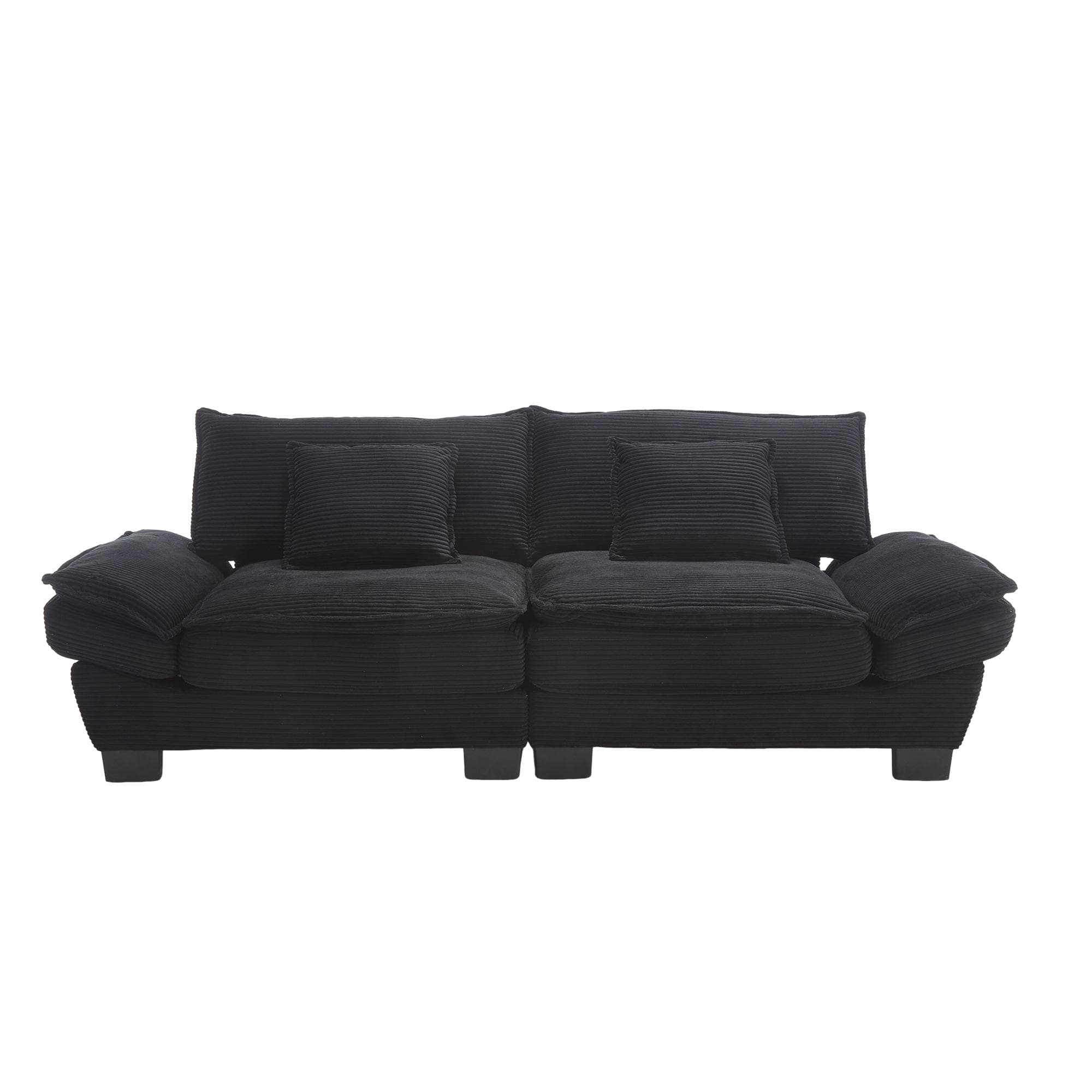 Canapé 2 places moderne en velours, pour salon/chambre/bureau, 224x81x81 cm, Noir