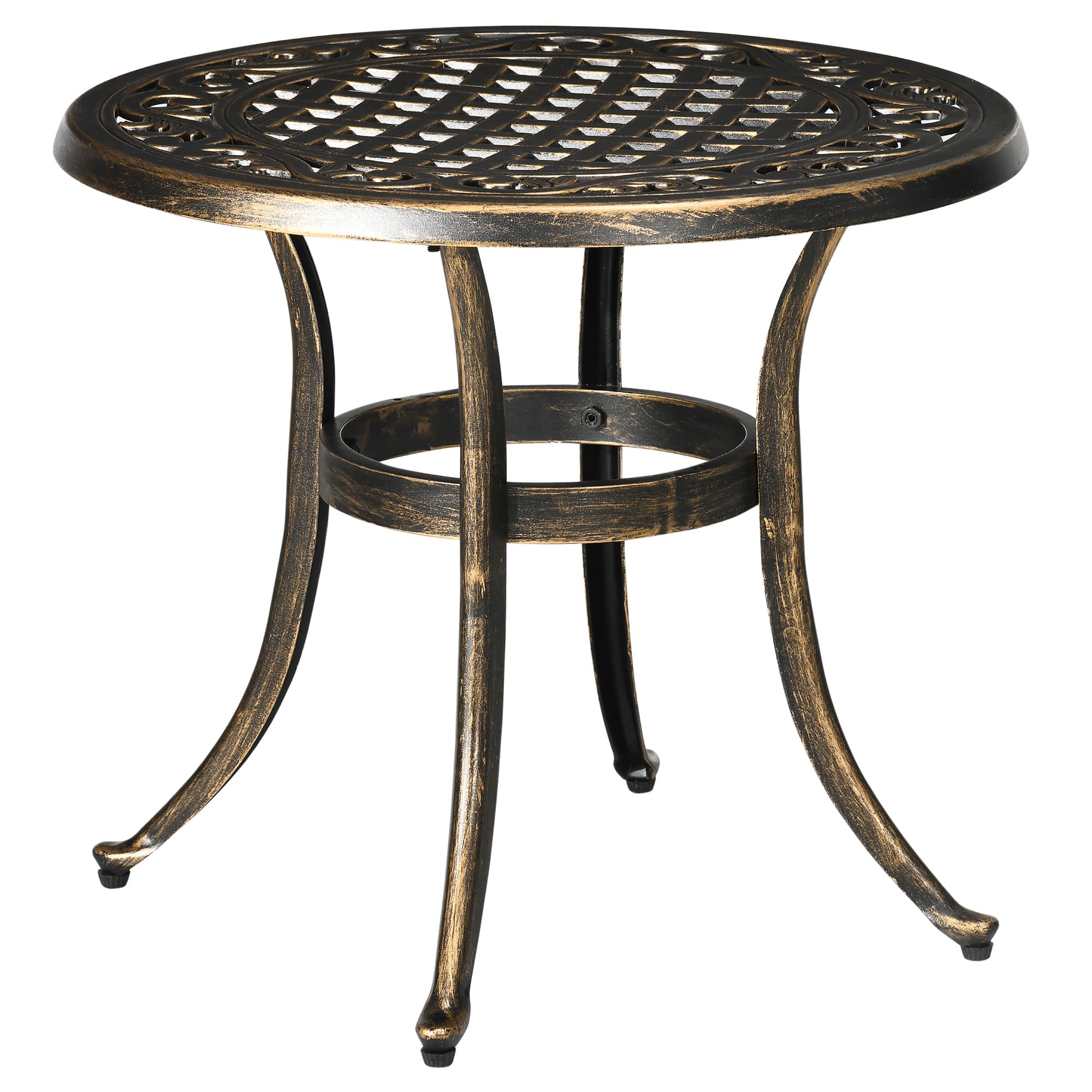 Outsunny Table d'appoint jardin résistante aux intempéries avec cadre en aluminium moulé, ronde 60 kg de charge Ø60x52,5H cm