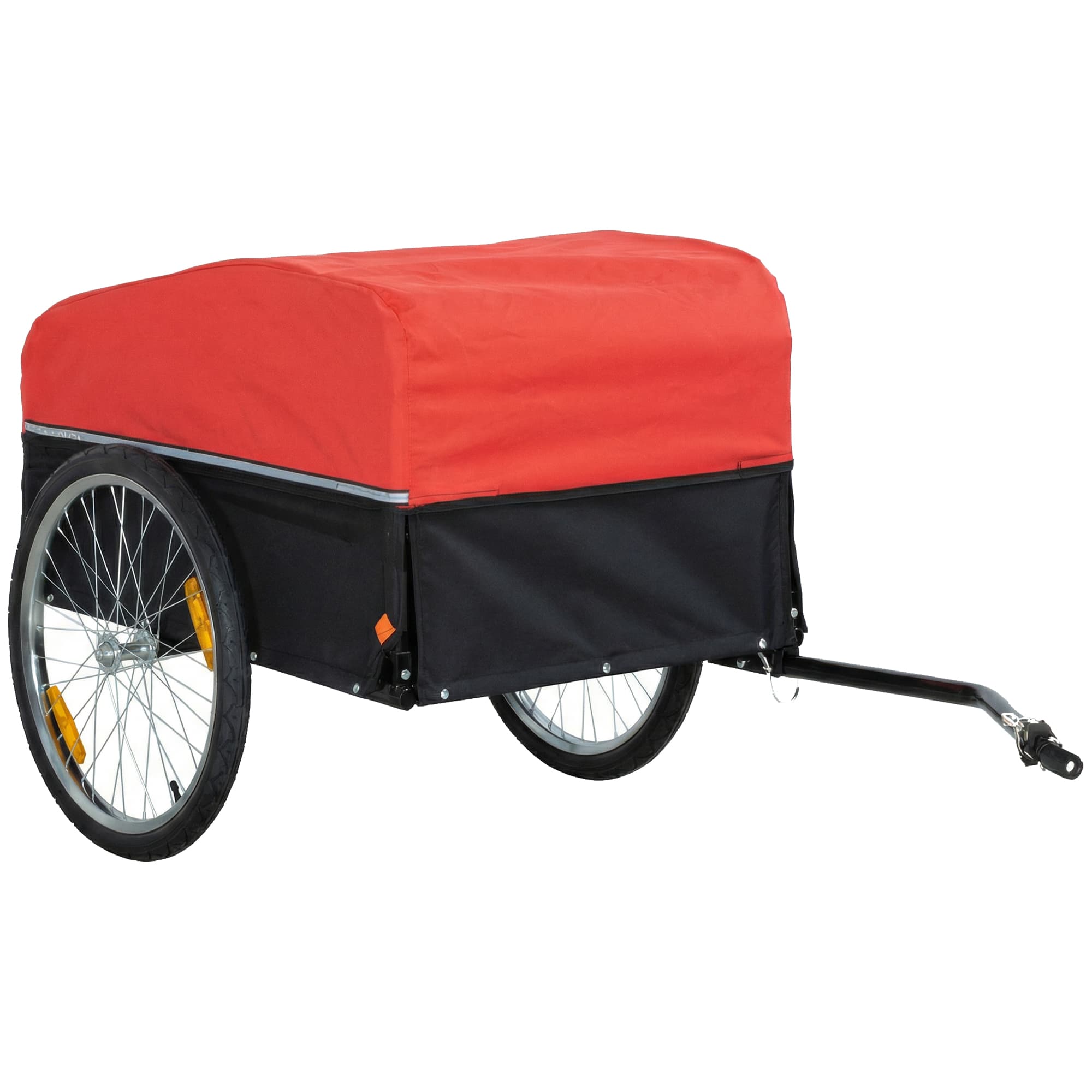 SPORTNOW Remorque vélo 170 L Remorque de chargement pour vélo avec attelage, bâche, serrage rapide 51 cm, pneus pneumatiques jusqu'à 40 kg