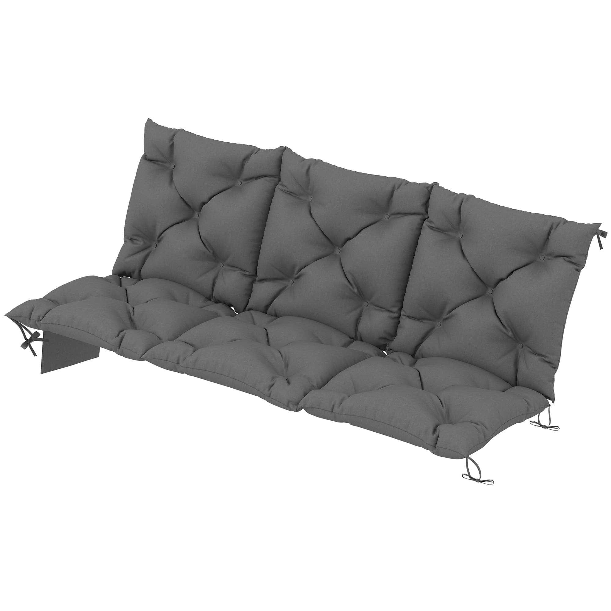 Outsunny Coussin de banc déperlant antidérapant rembourrage pour balancelle d'extérieur avec dossier & fixations 150 x 100 cm gris foncé